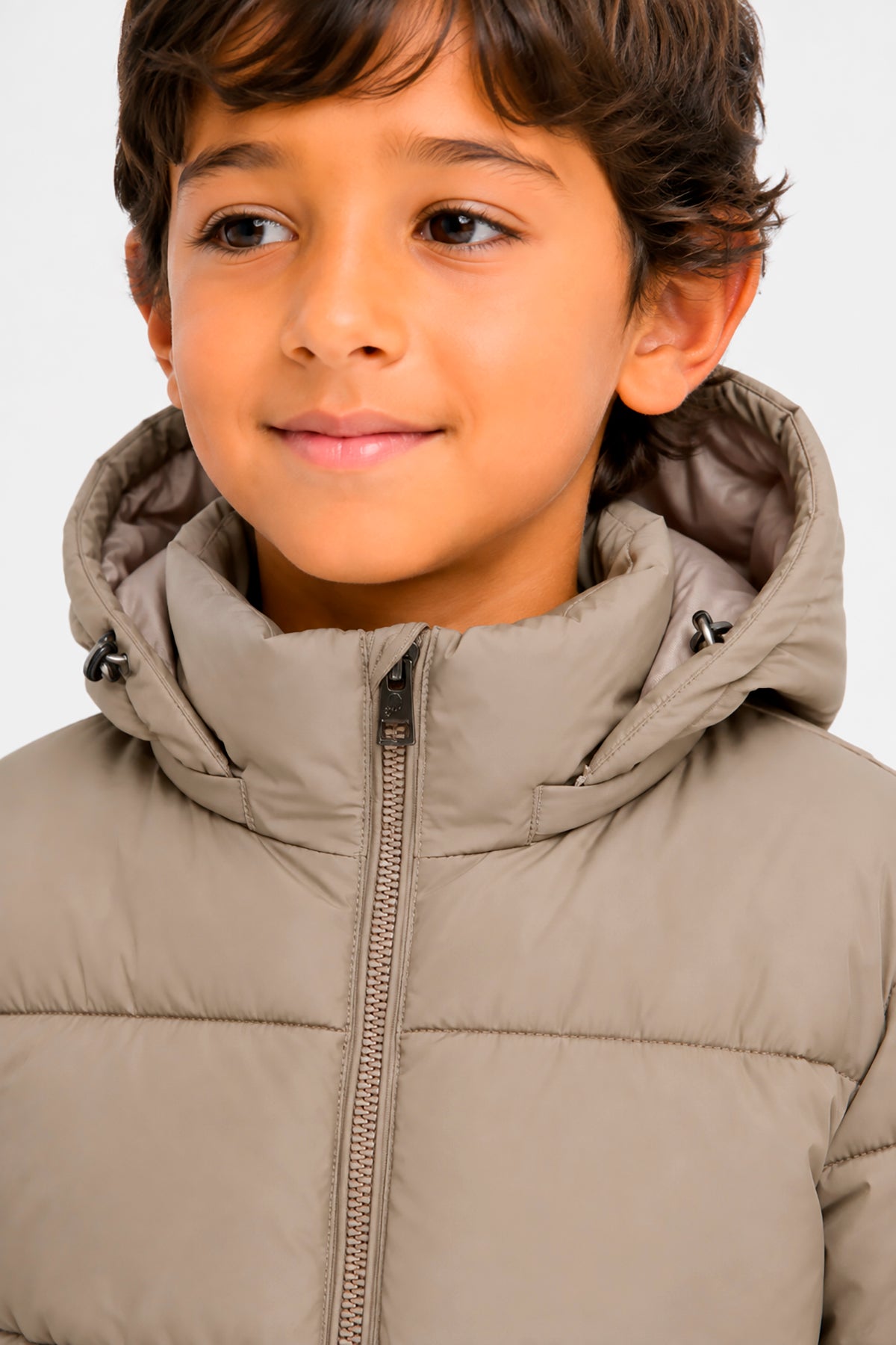 Piumino full zip trapuntato beige Kids