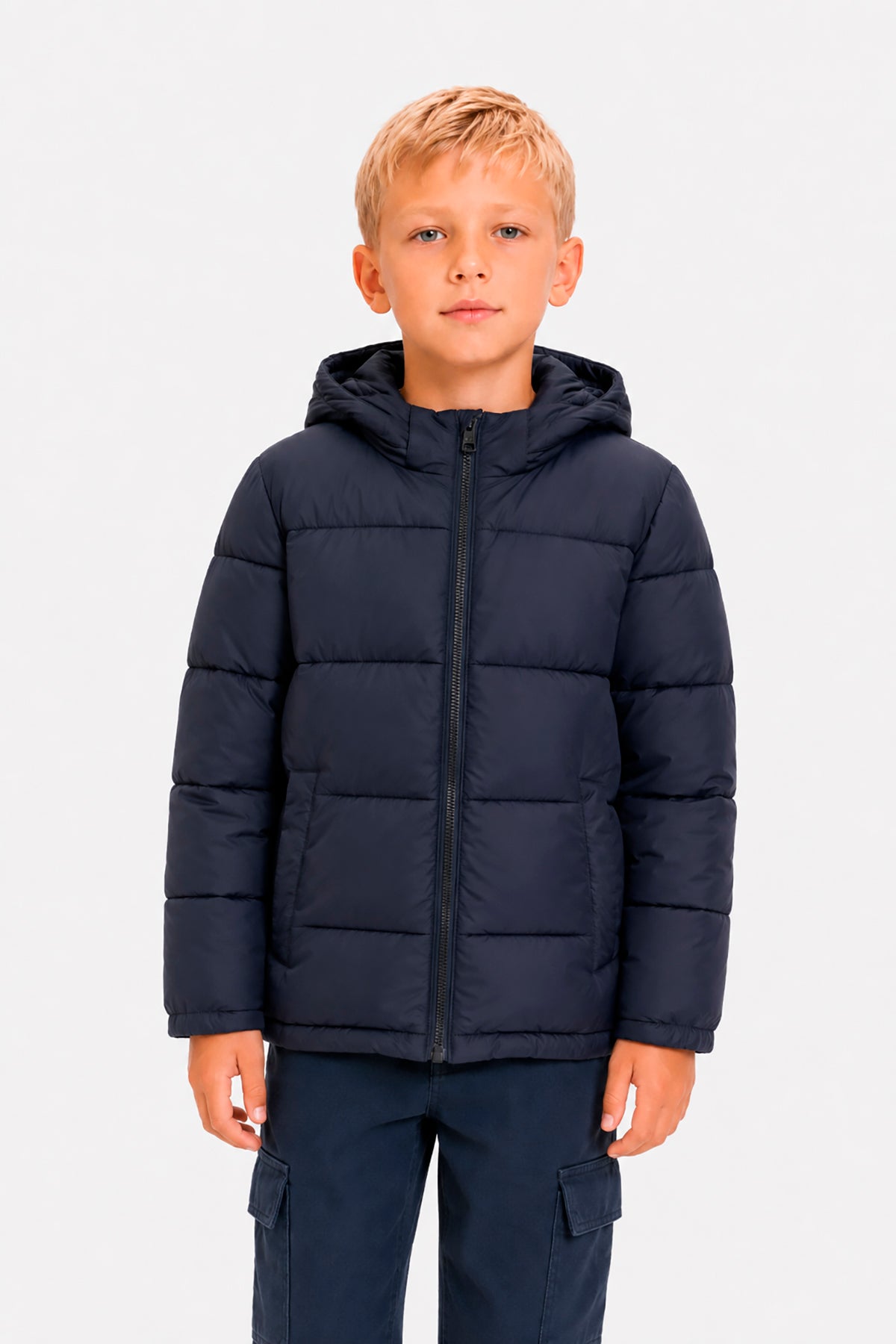 Piumino full zip trapuntato blu Kids