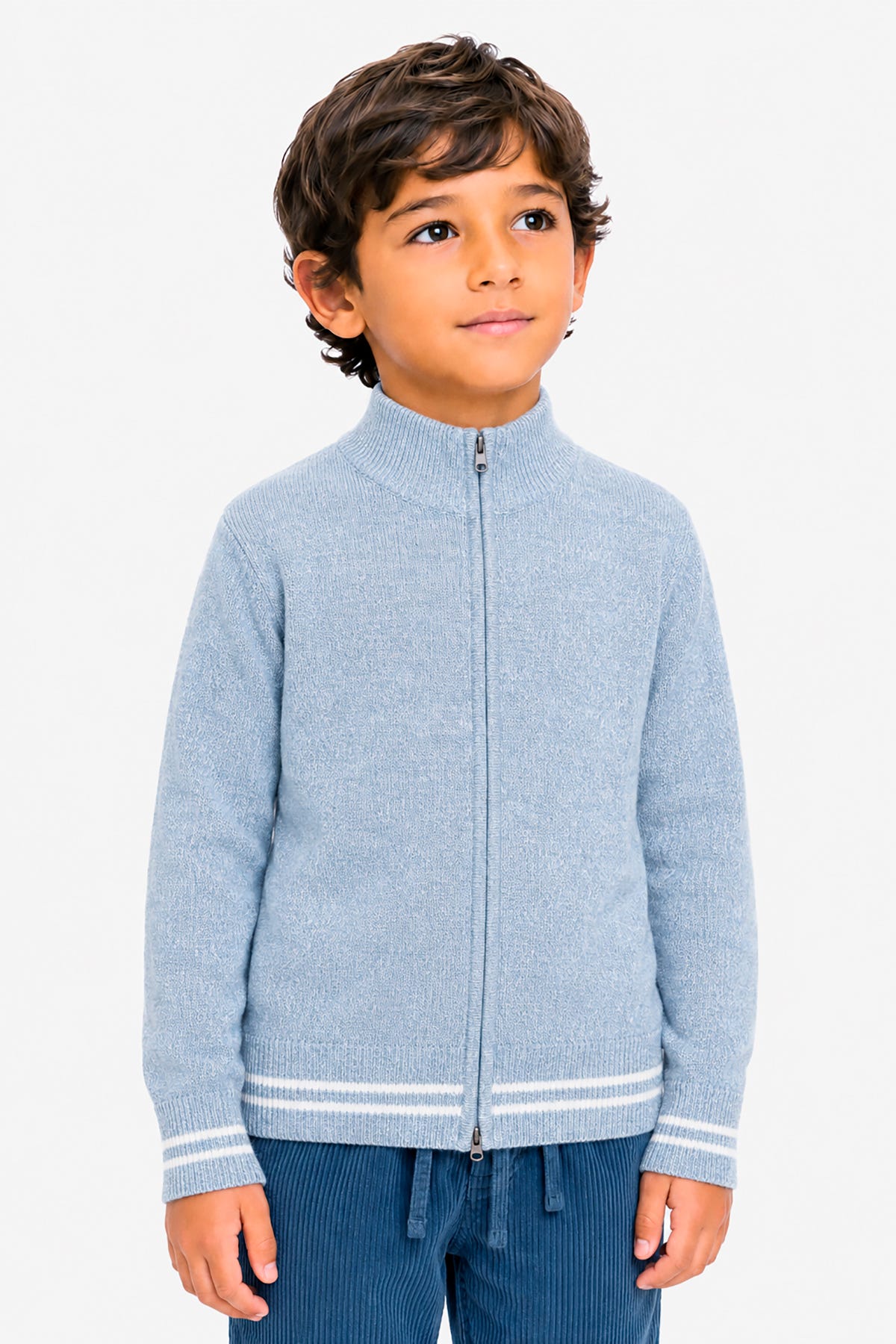 Felpa in maglia mouline' celeste Kids