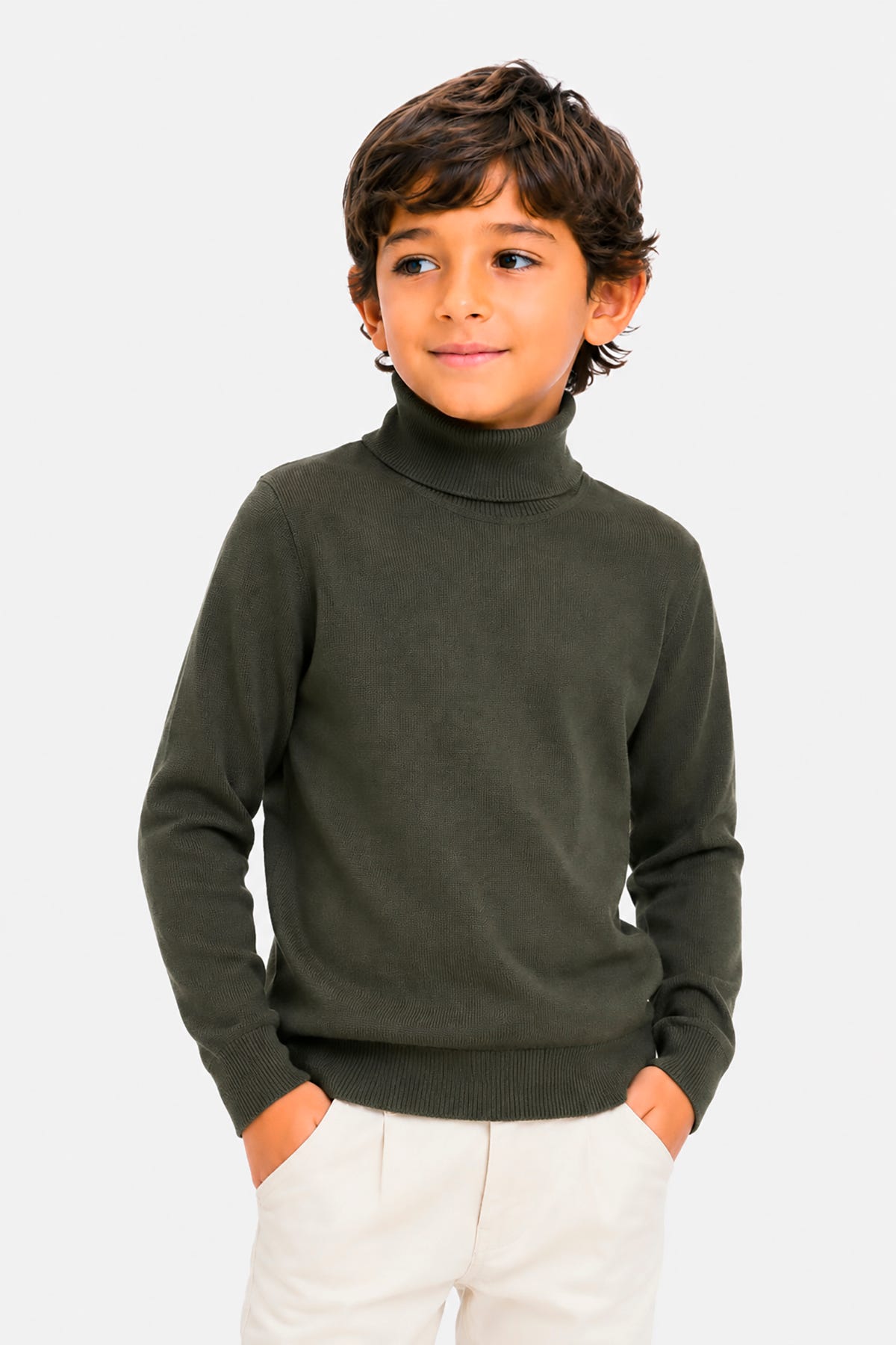 Maglia dolcevita basic verde Kids