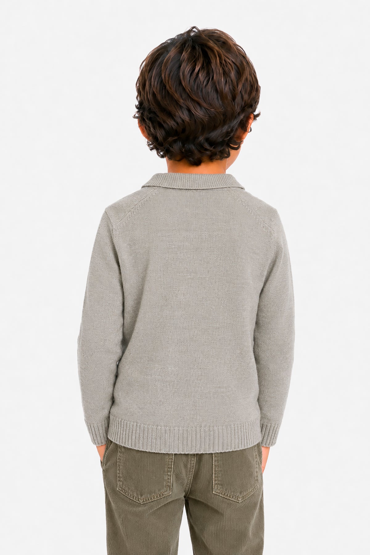 Polo in maglia misto lambswool tortora Kids