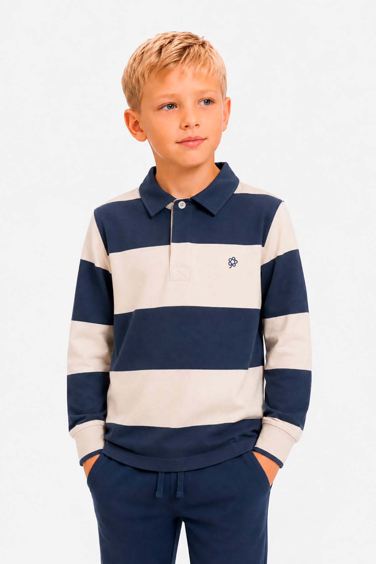 Polo in cotone interlock blu Kids