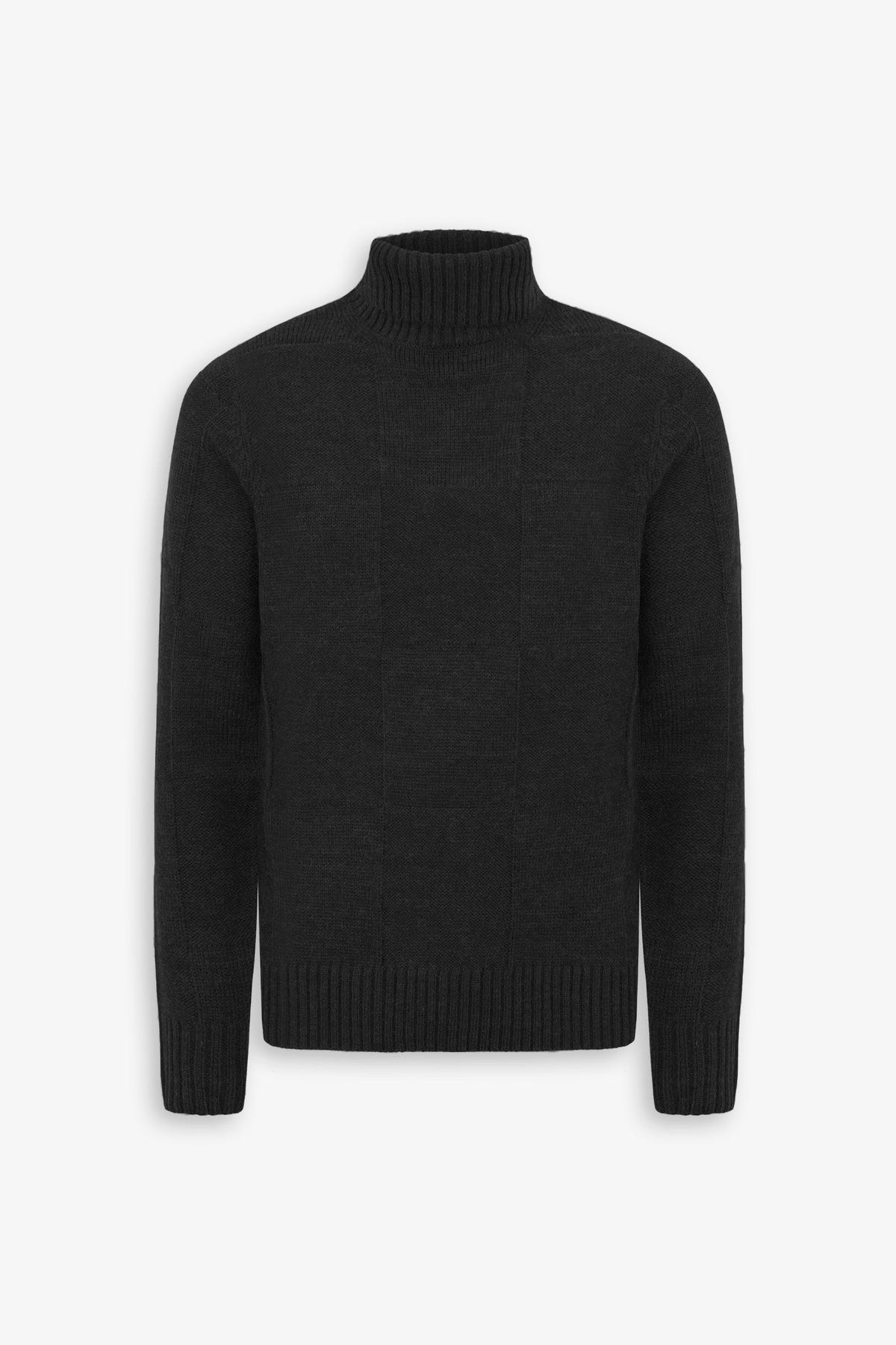 Maglia dolcevita a quadri nera-Dan John
