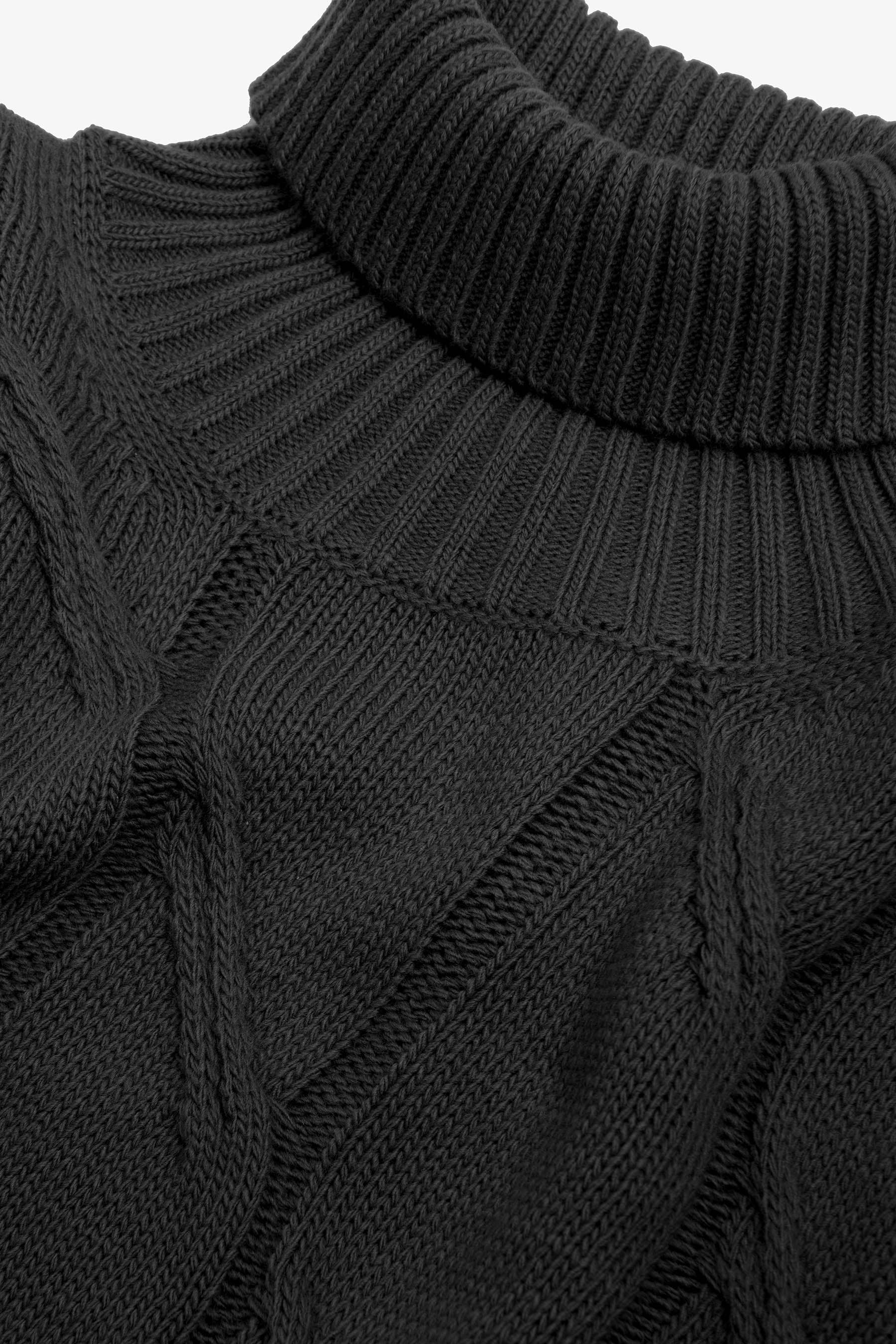 Maglia dolcevita a trecce antracite-Dan John