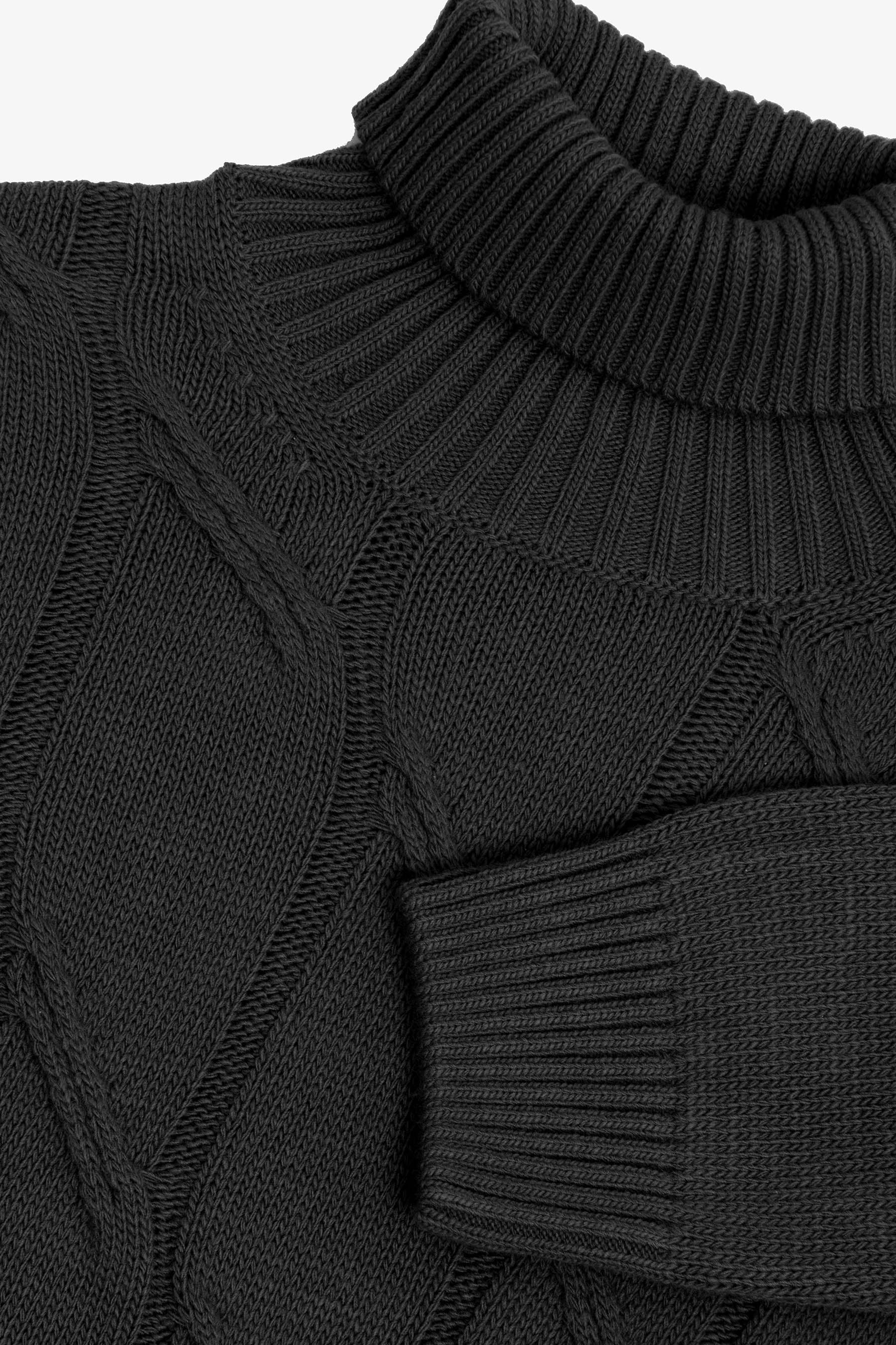 Maglia dolcevita a trecce antracite-Dan John