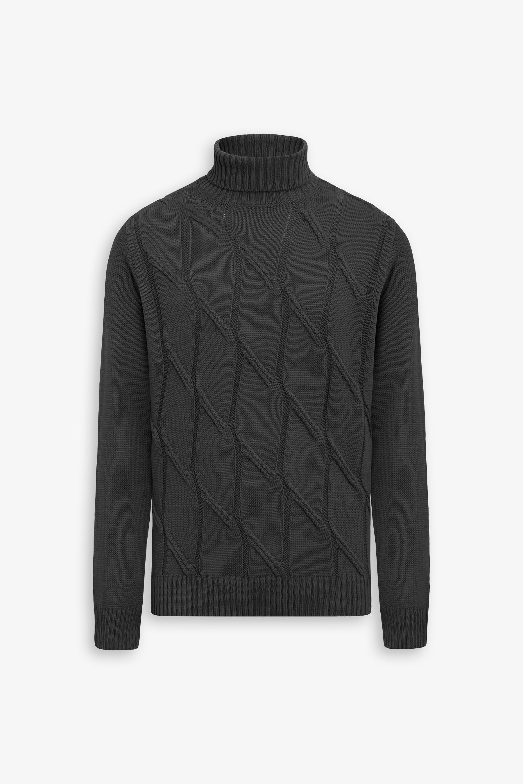 Maglia dolcevita a trecce antracite-Dan John