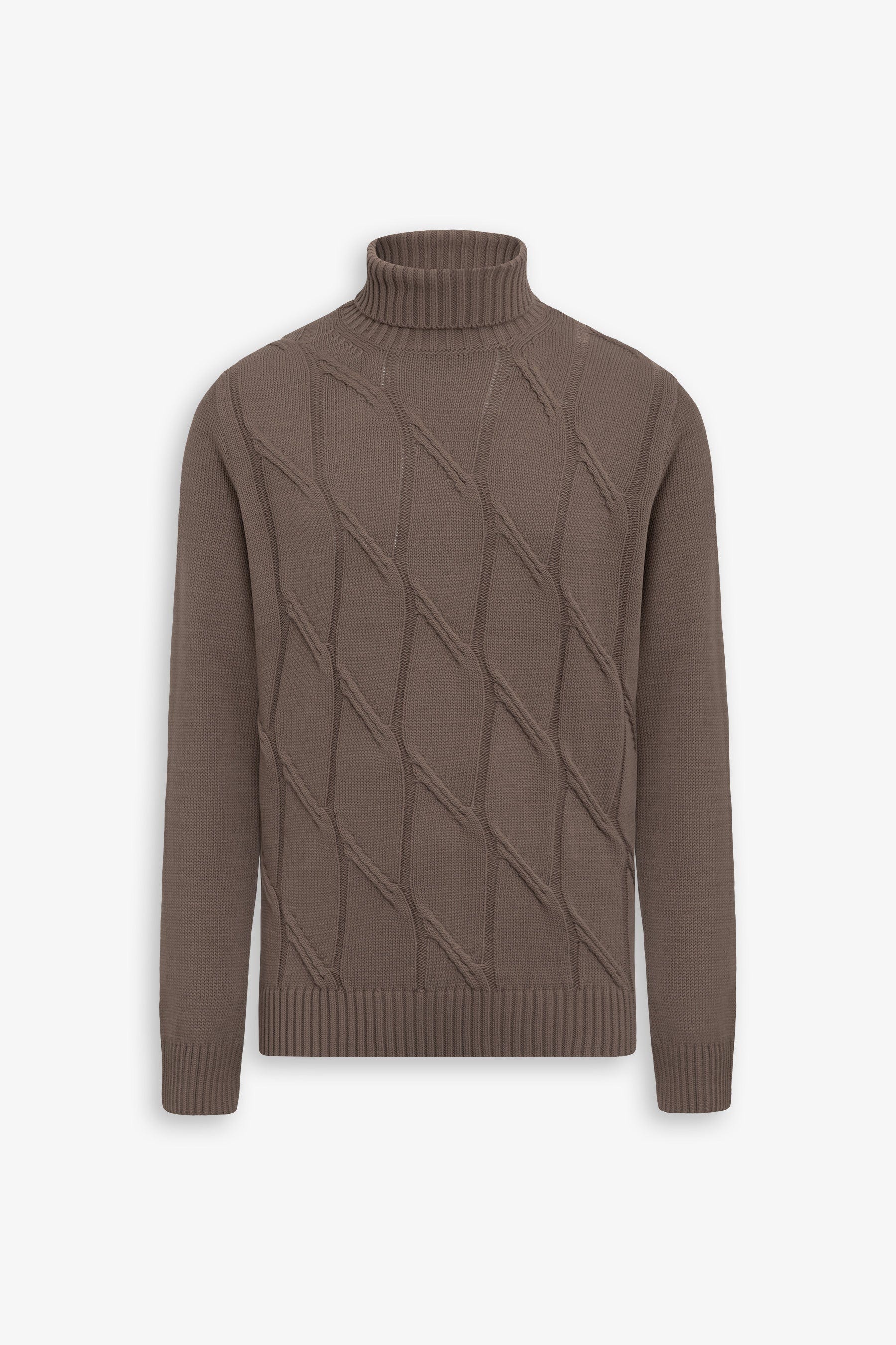 Maglia dolcevita a trecce tortora-Dan John