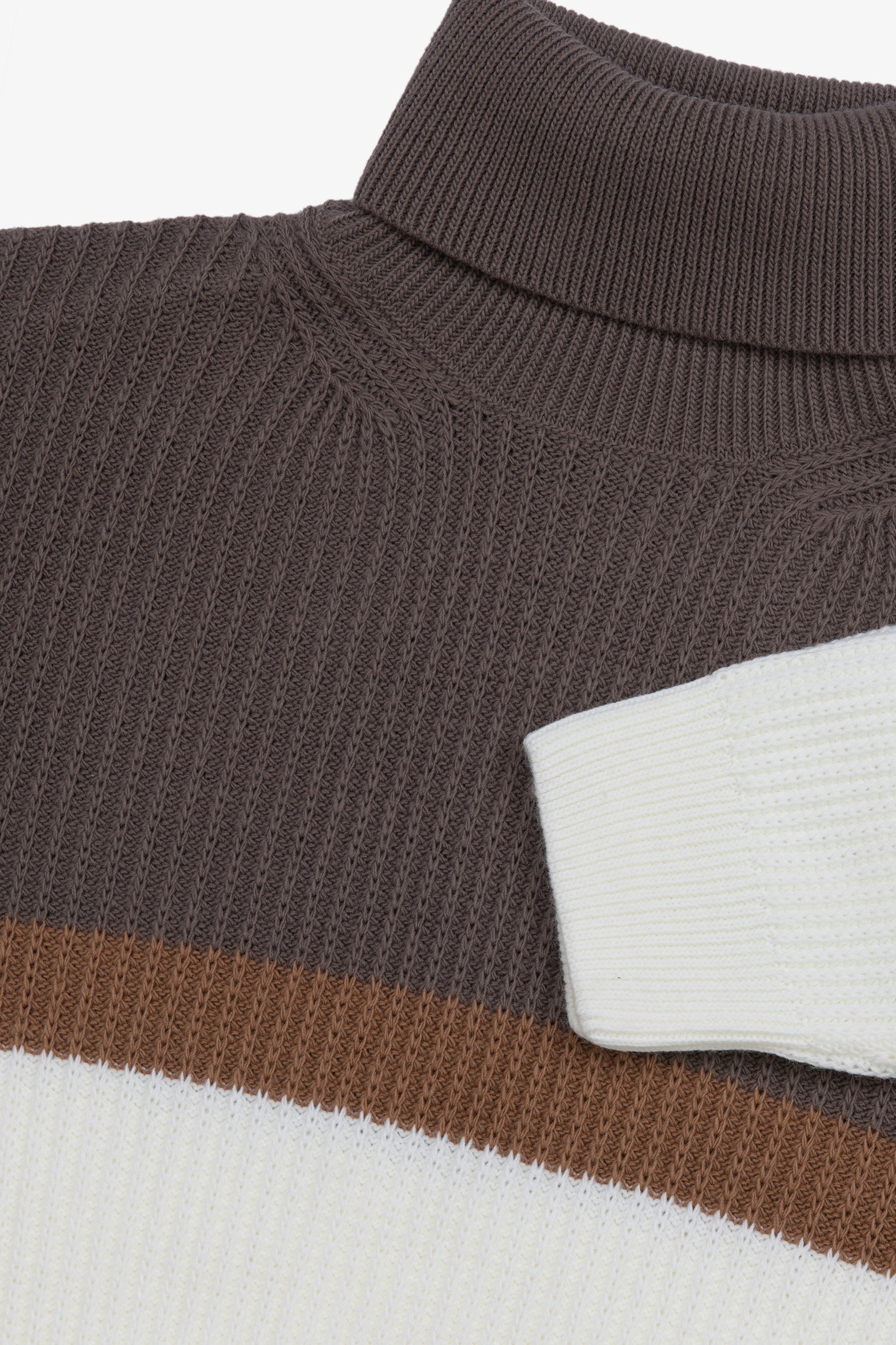 Maglia dolcevita riga fina panna-Dan John