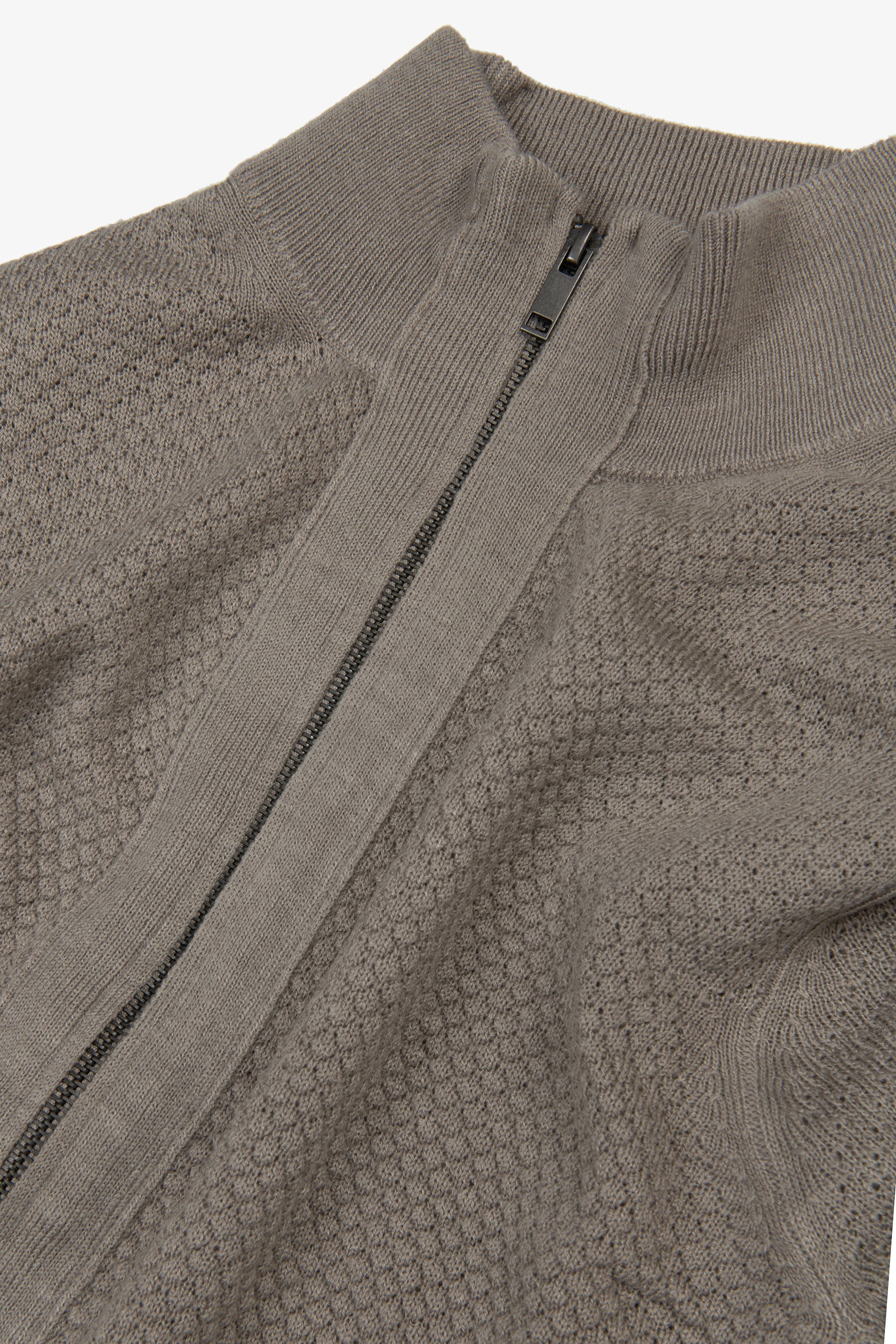 Maglia full zip punto diamante tortora-Dan John