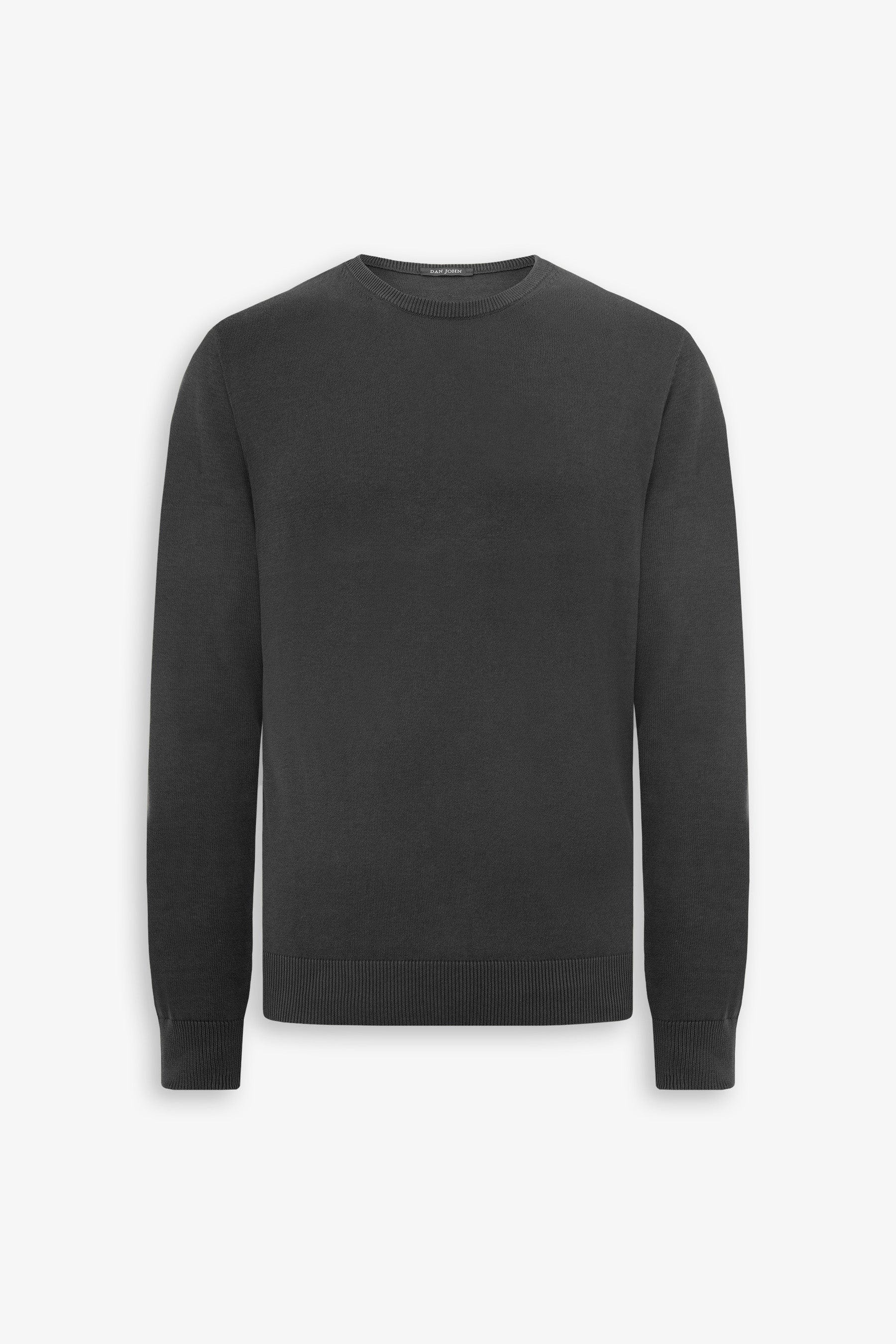 Maglia girocollo cotone nero-Dan John