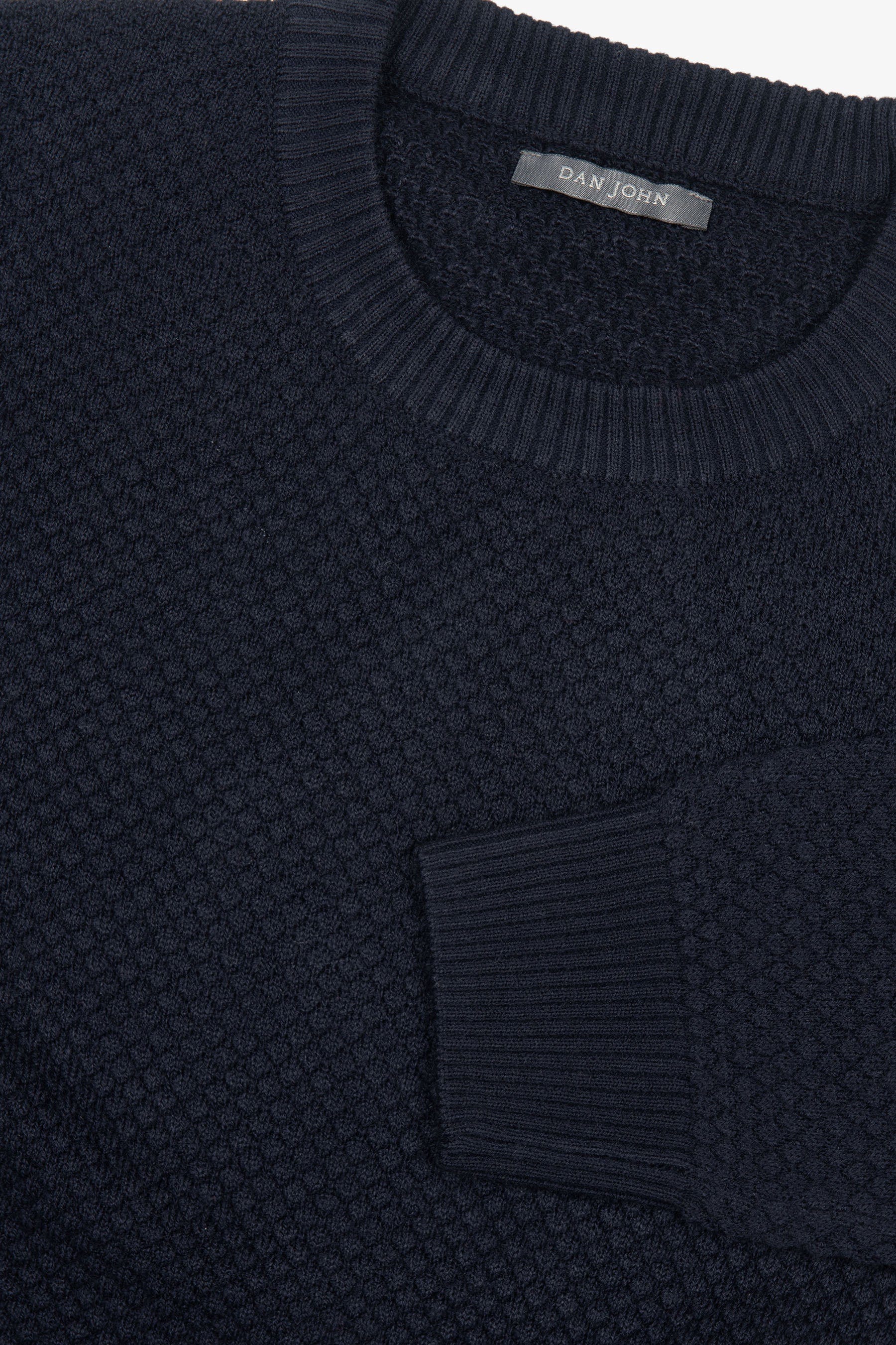 Maglia girocollo punto diamante blu-Dan John