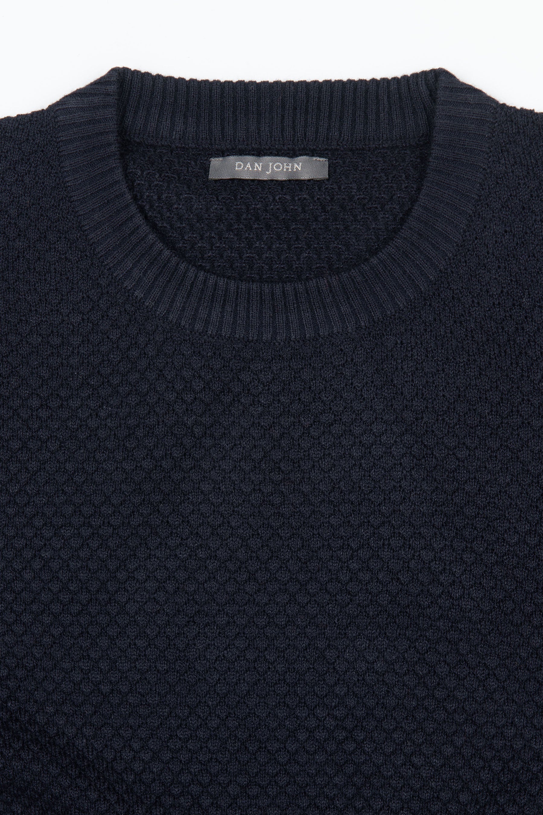 Maglia girocollo punto diamante blu-Dan John