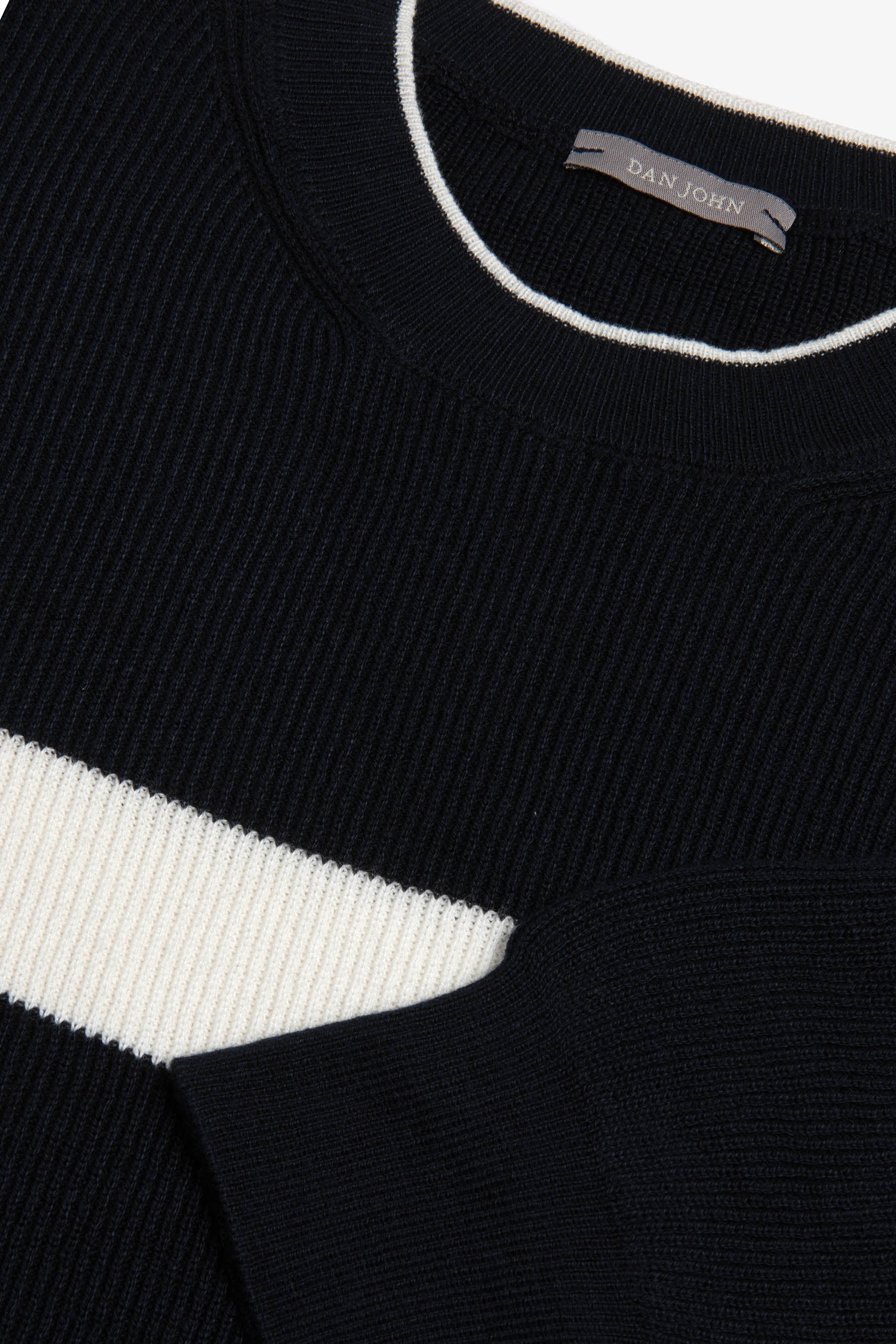 Maglia girocollo riga piazzata blu-Dan John