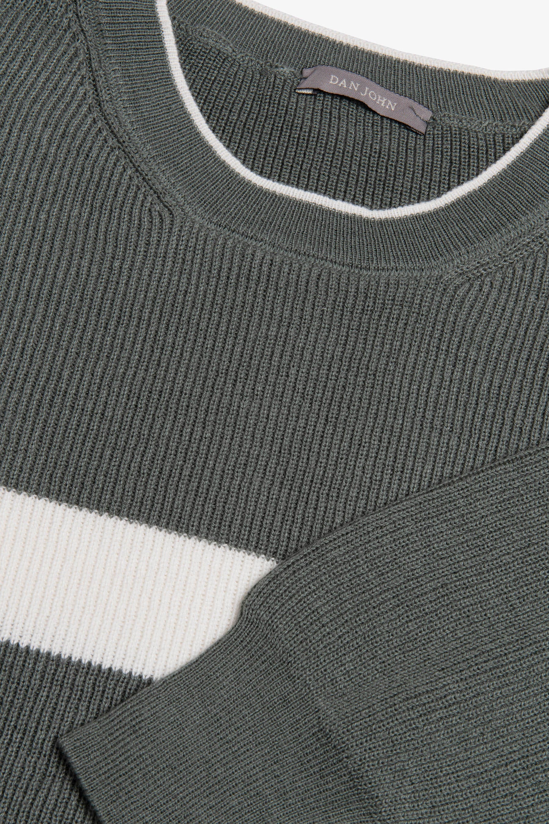 Maglia girocollo riga piazzata verde malva-Dan John