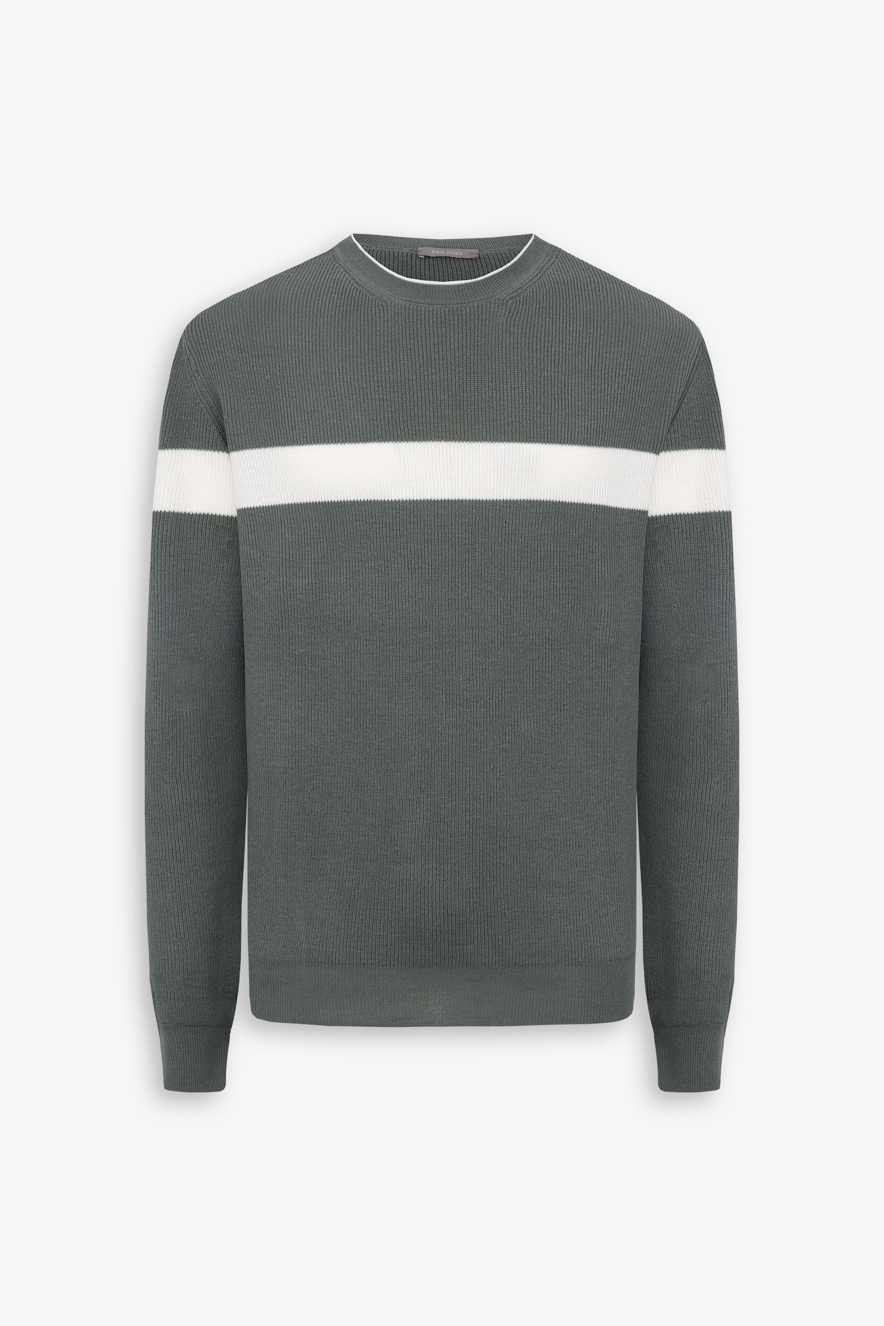 Maglia girocollo riga piazzata verde malva-Dan John