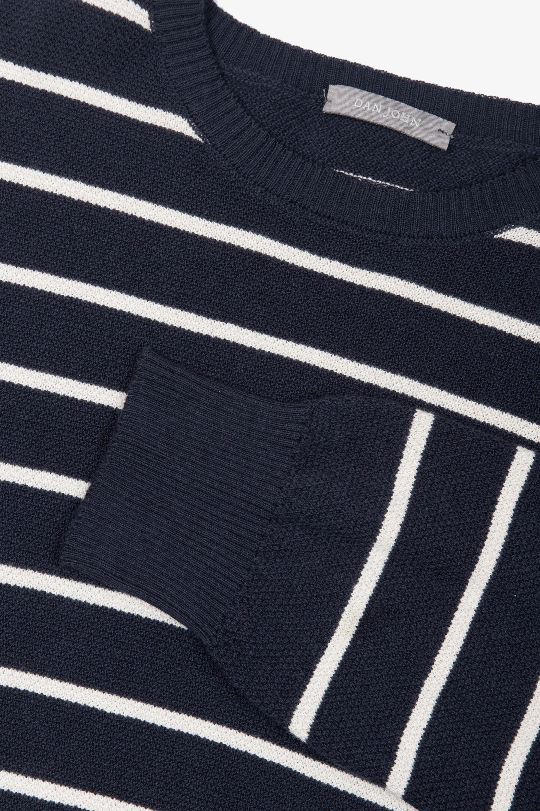 Maglia girocollo righe a contrasto blu-Dan John