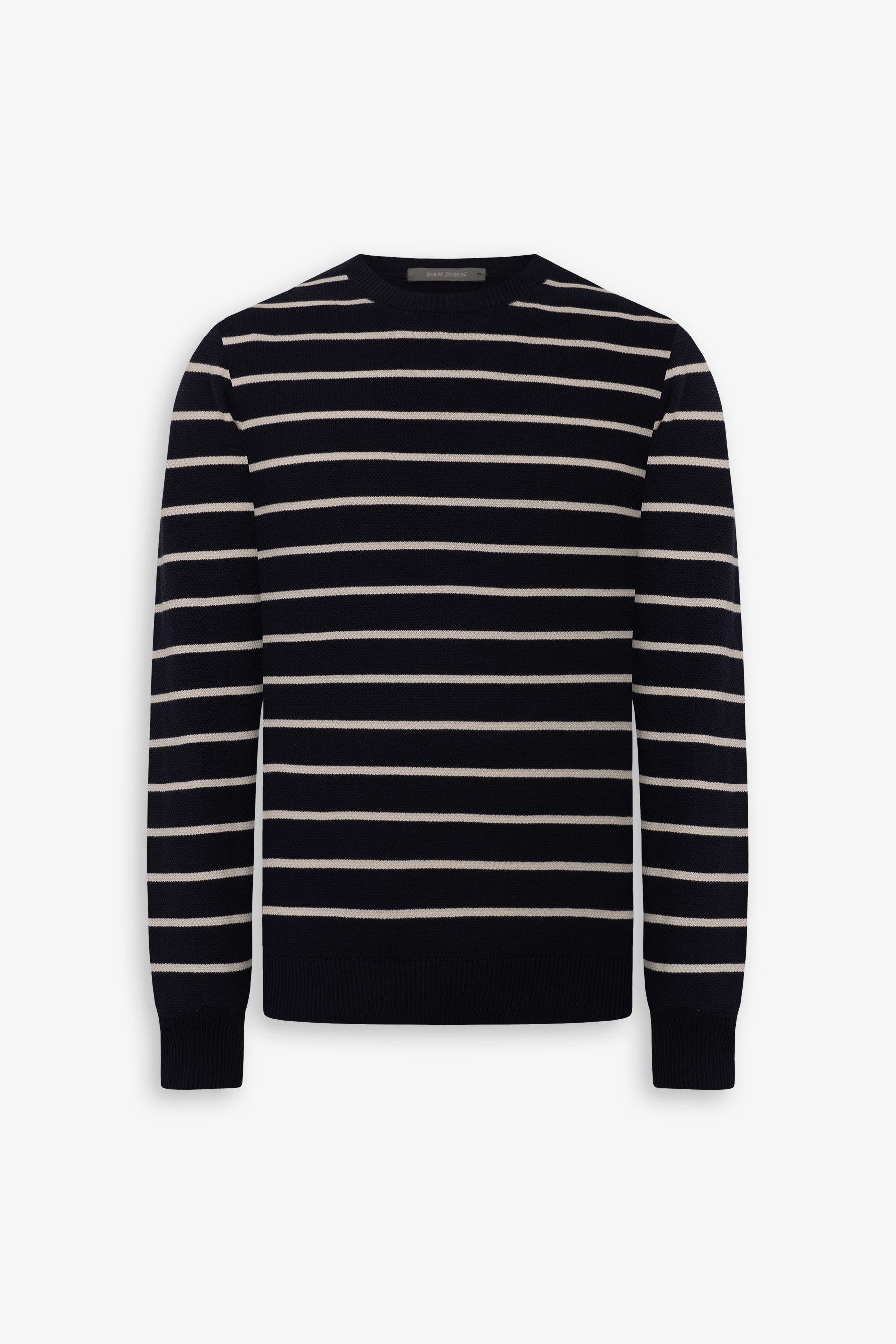 Maglia girocollo righe a contrasto blu-Dan John