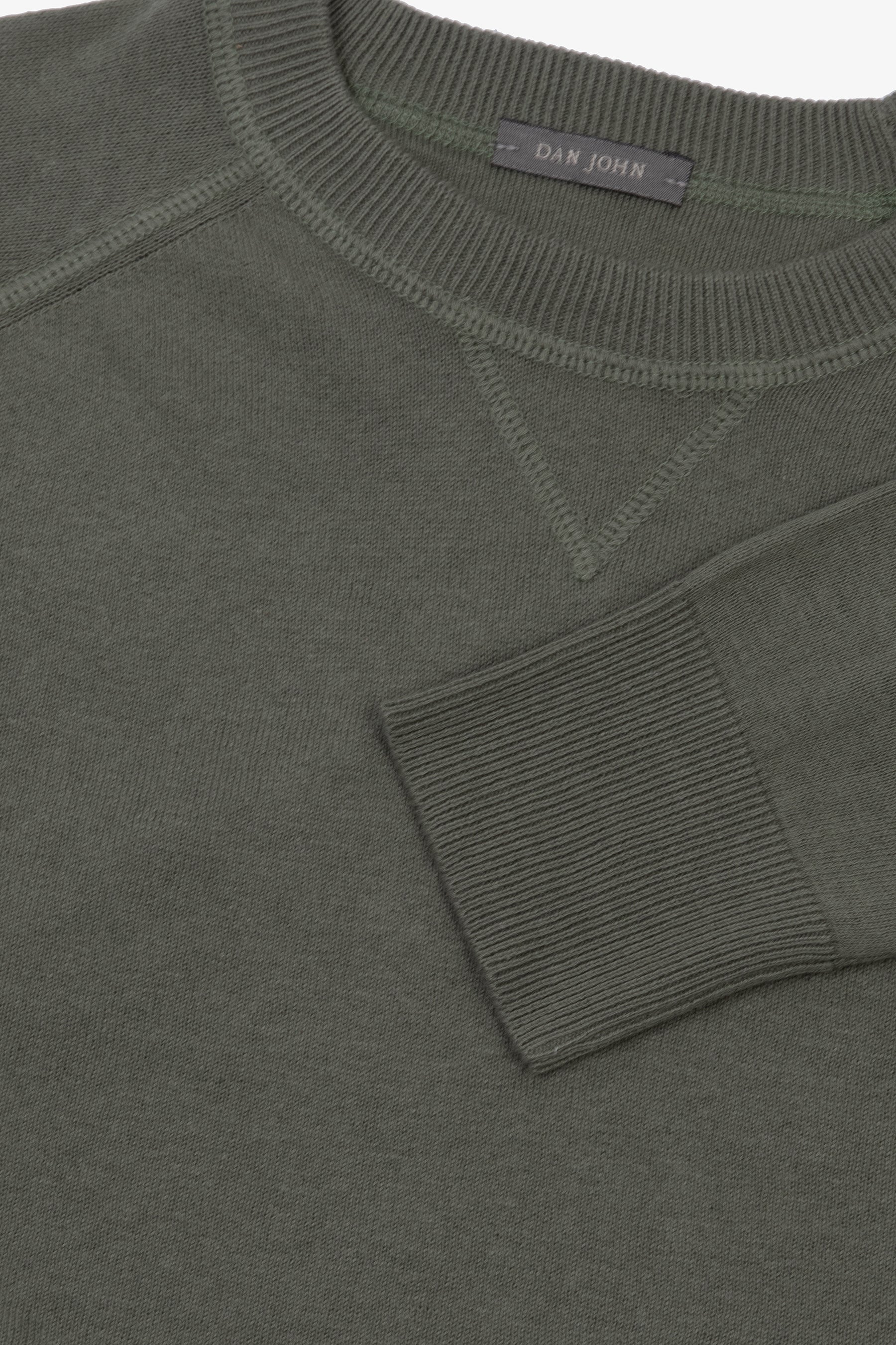 Maglia girocollo taglio felpa verde-Dan John