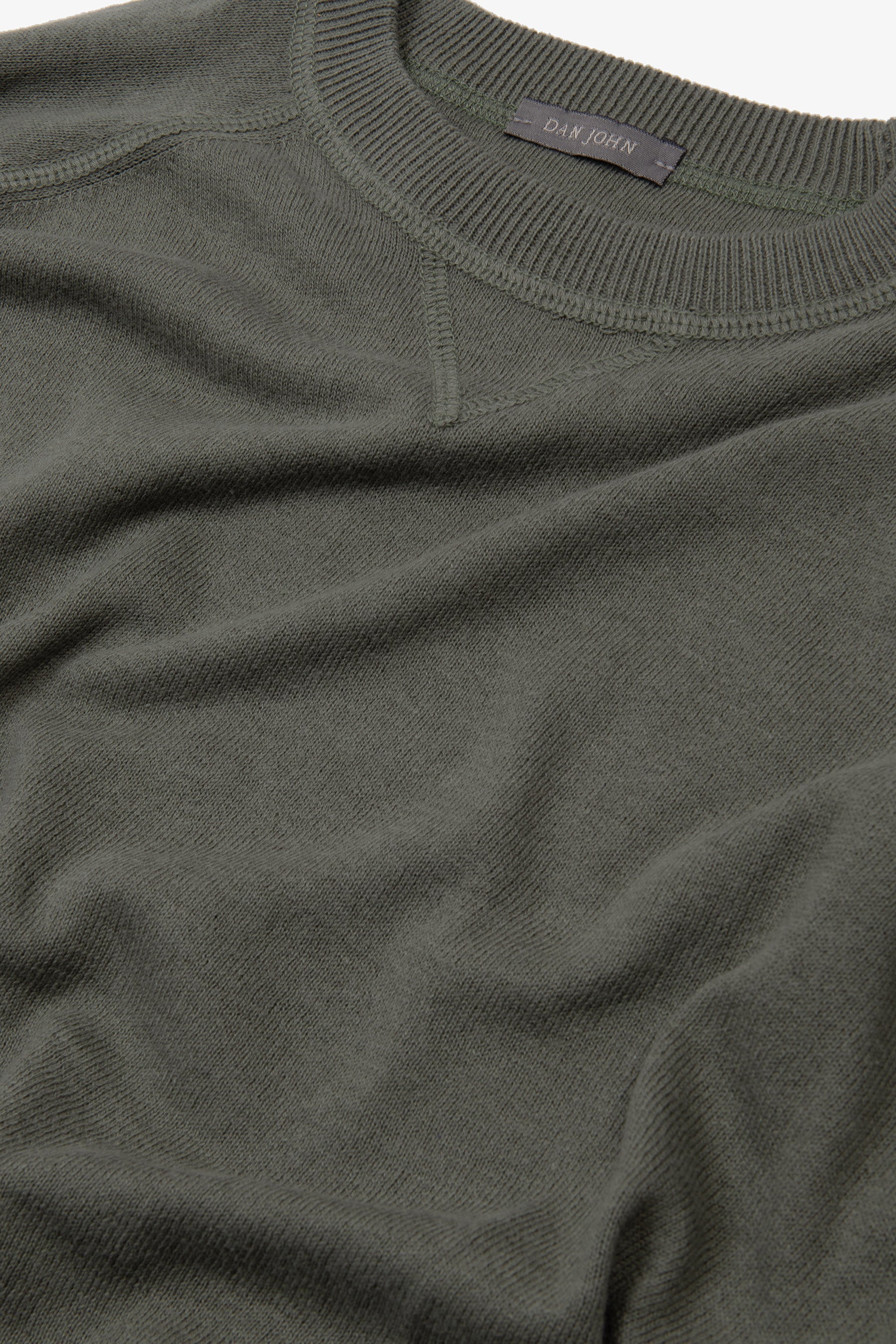 Maglia girocollo taglio felpa verde-Dan John