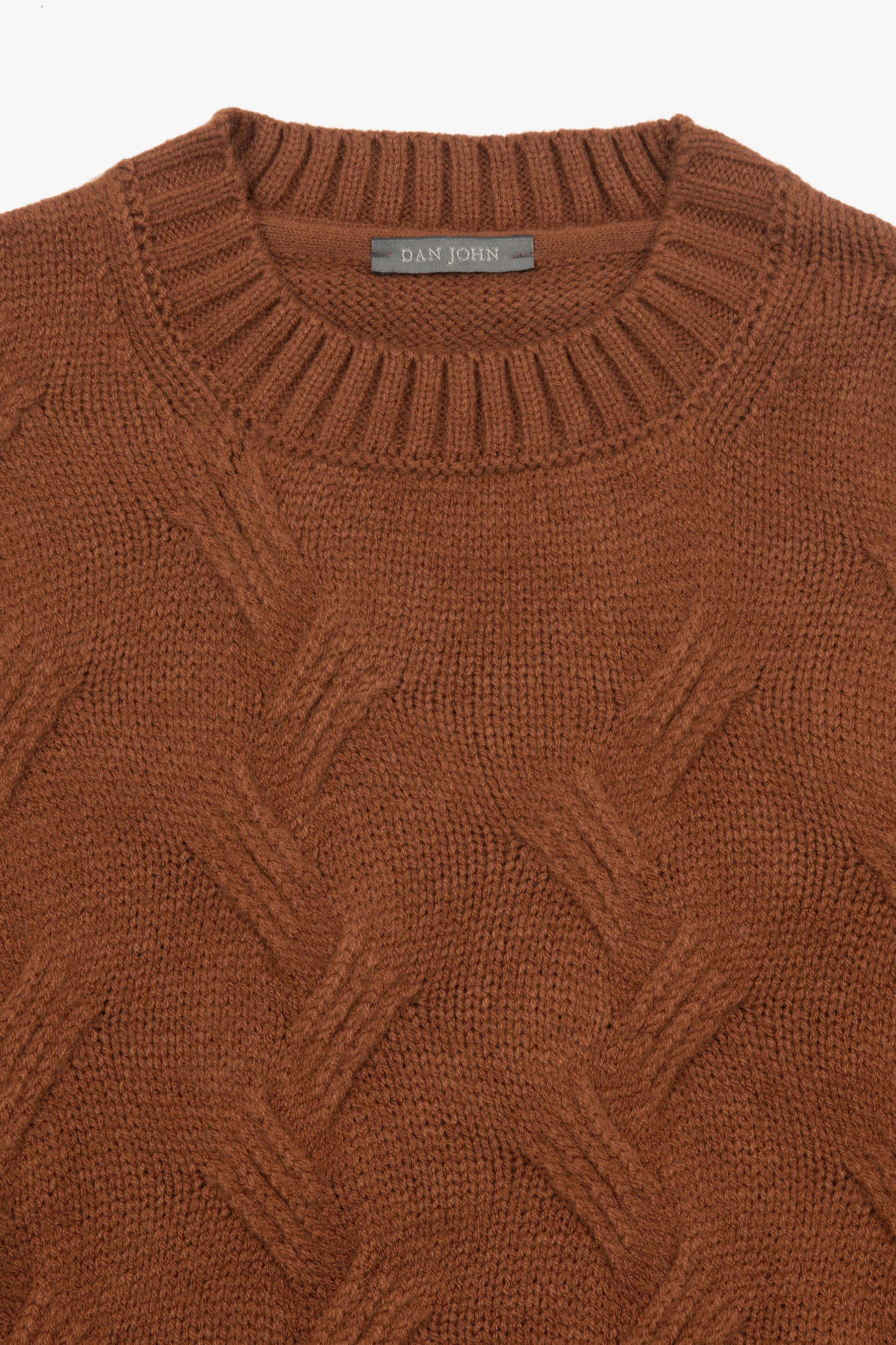 Maglia girocollo treccia discontinua biscotto-Dan John