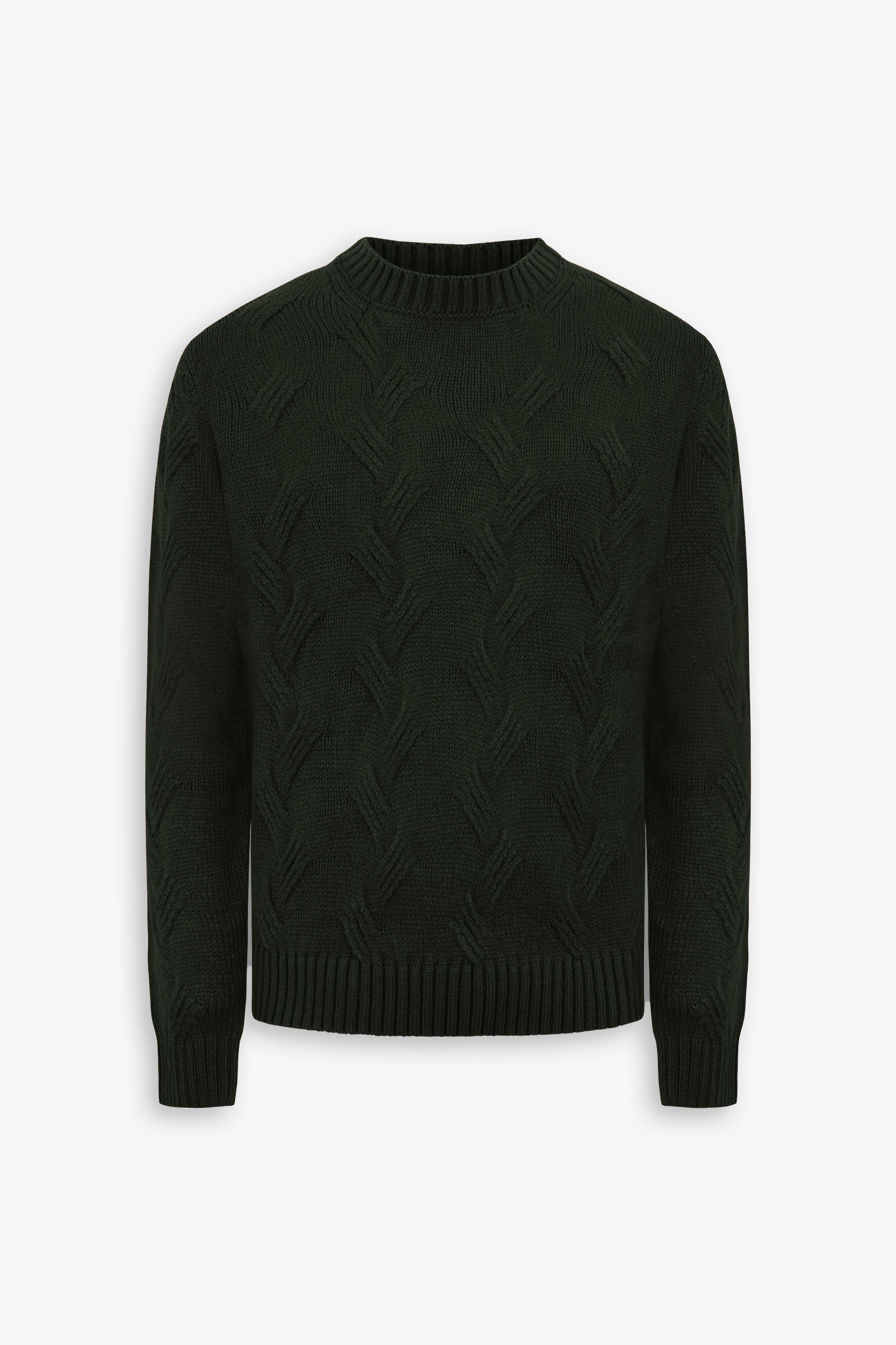 Maglia girocollo treccia discontinua verde-Dan John