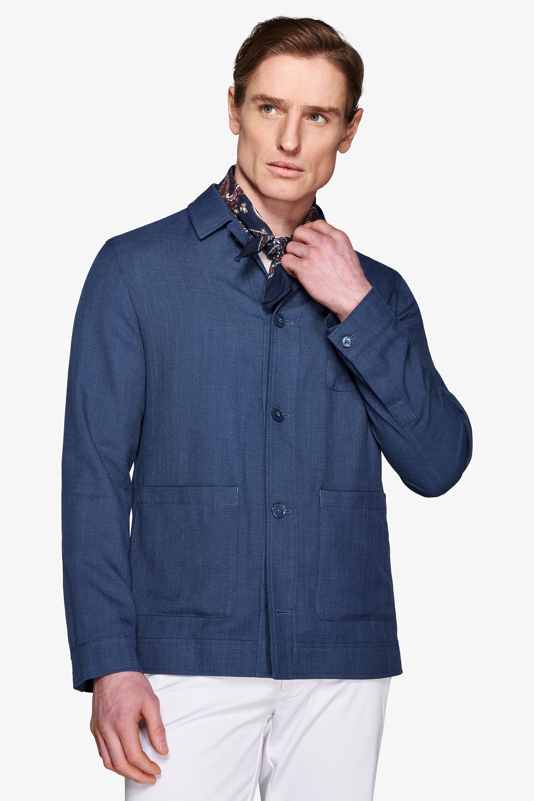 Overshirt armaturata misto lino royal-Dan John