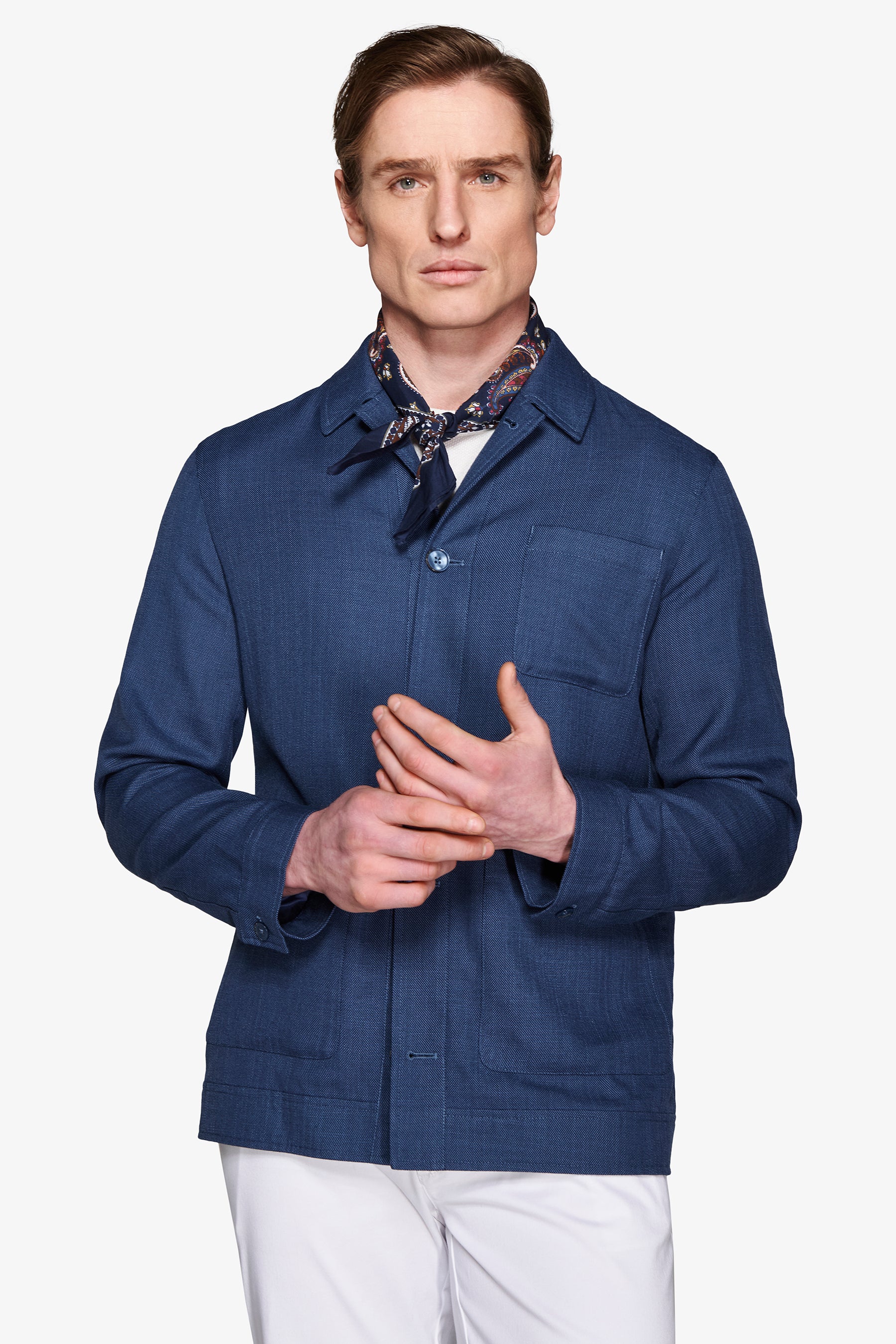 Overshirt armaturata misto lino royal-Dan John