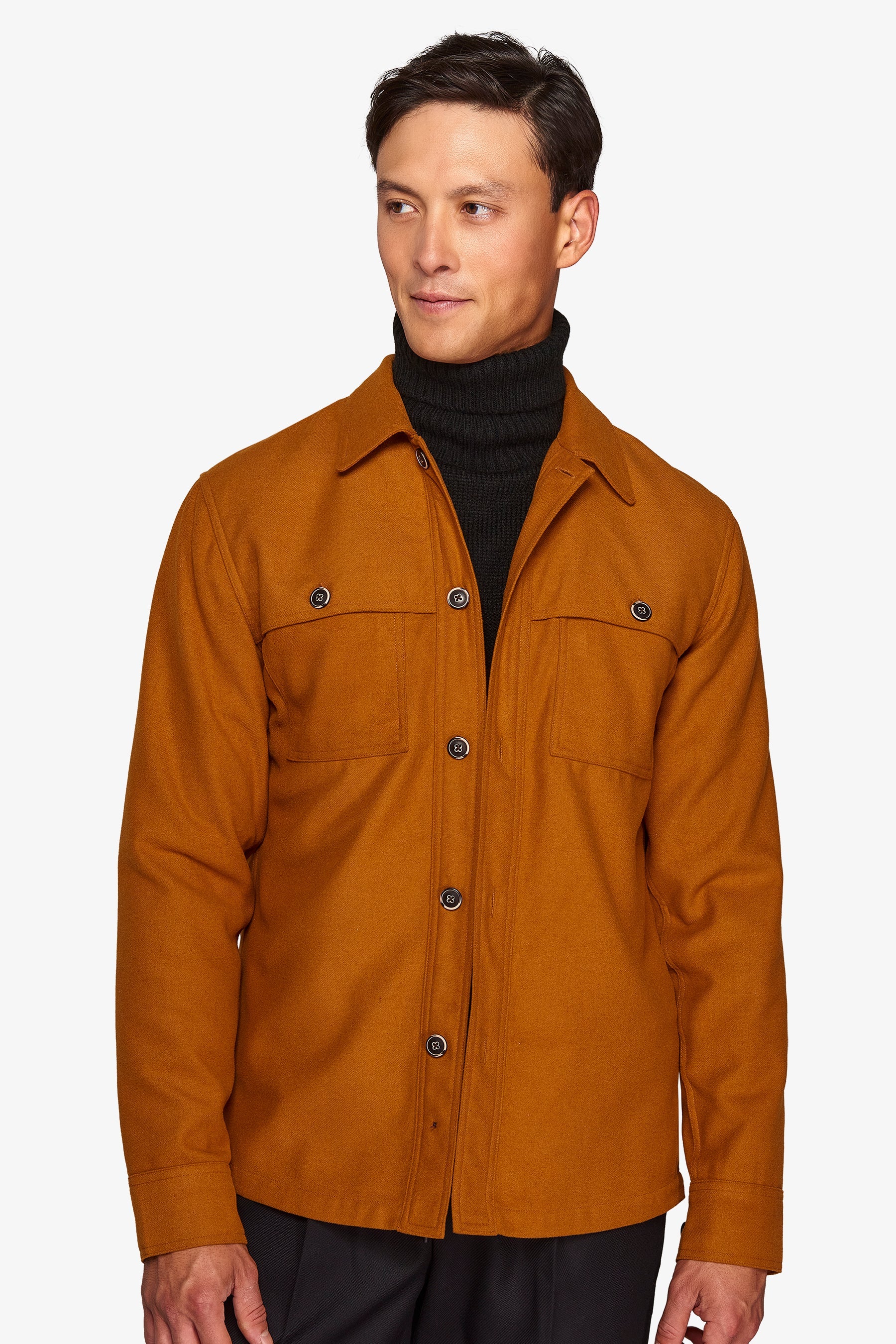 Overshirt in flanella con tasconi ocra-Dan John