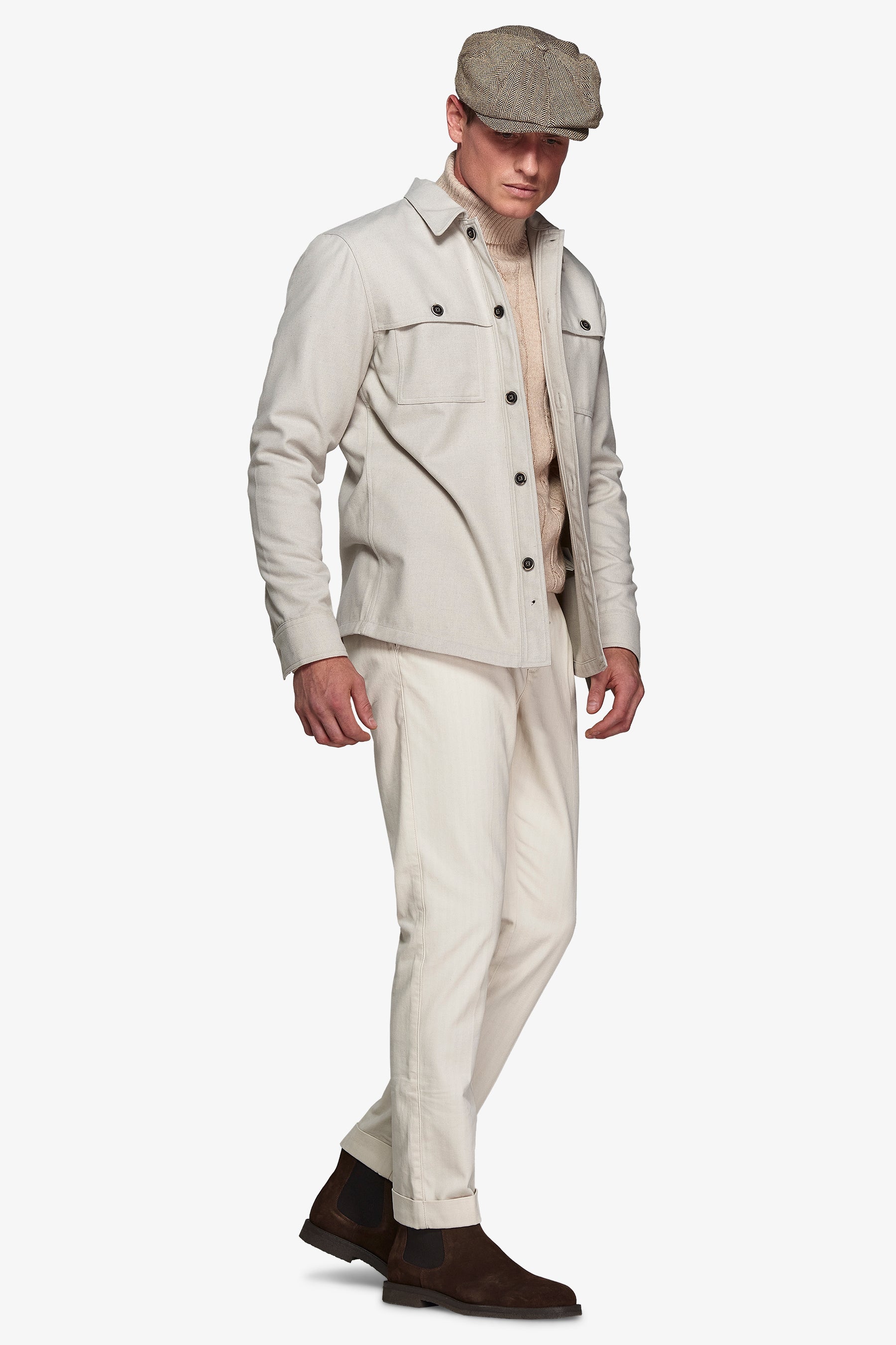 Overshirt in flanella con tasconi tortora-Dan John