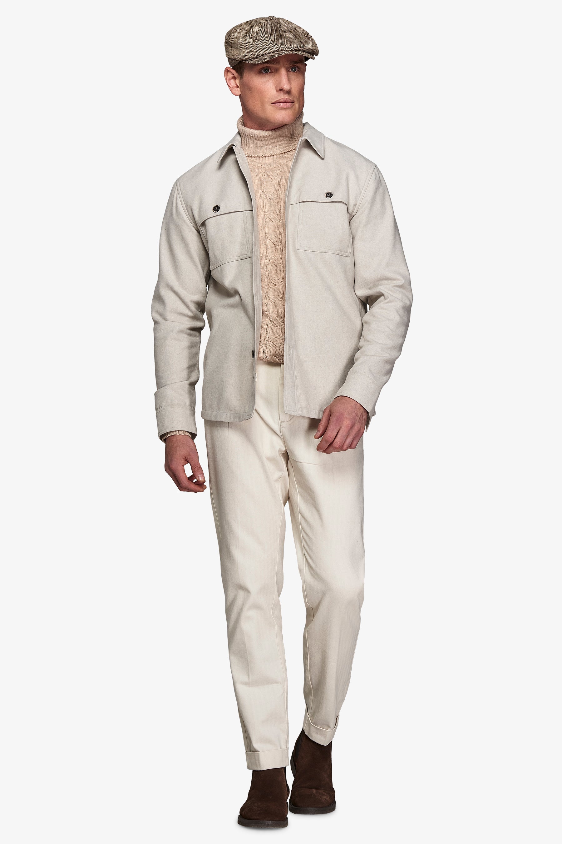 Overshirt in flanella con tasconi tortora-Dan John