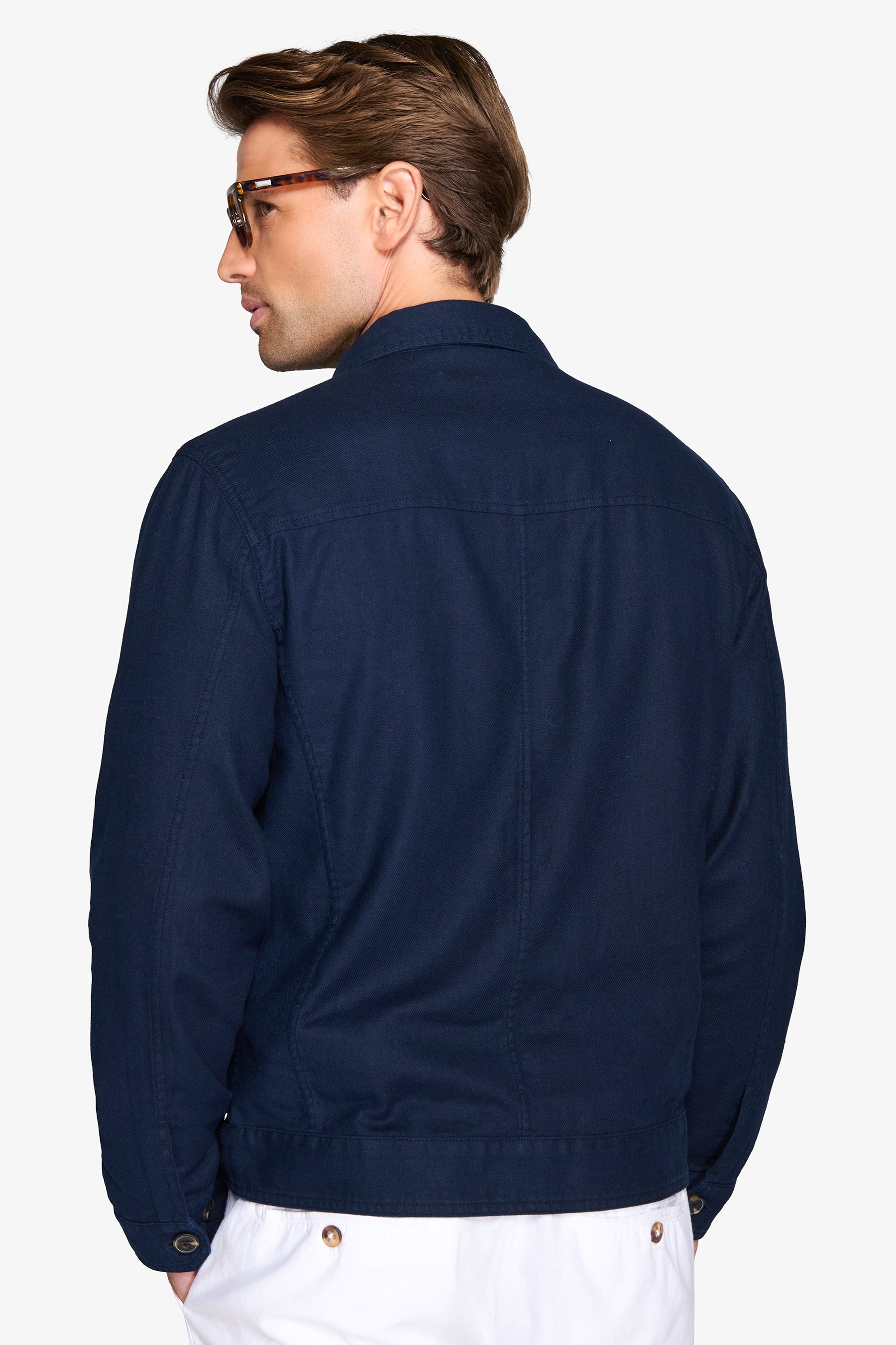 Overshirt misto lino navy-Dan John