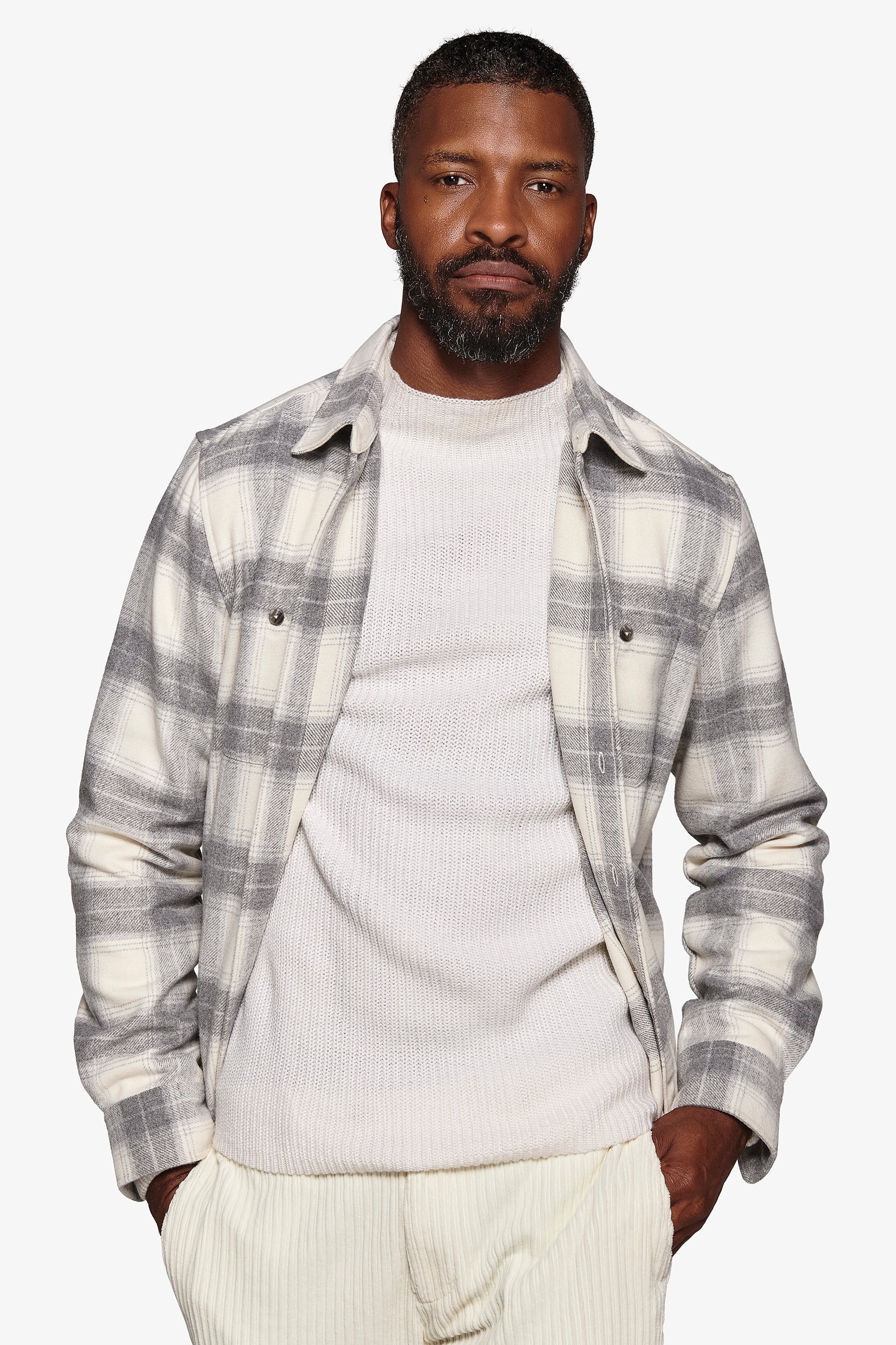 Overshirt overcheck panna-Dan John