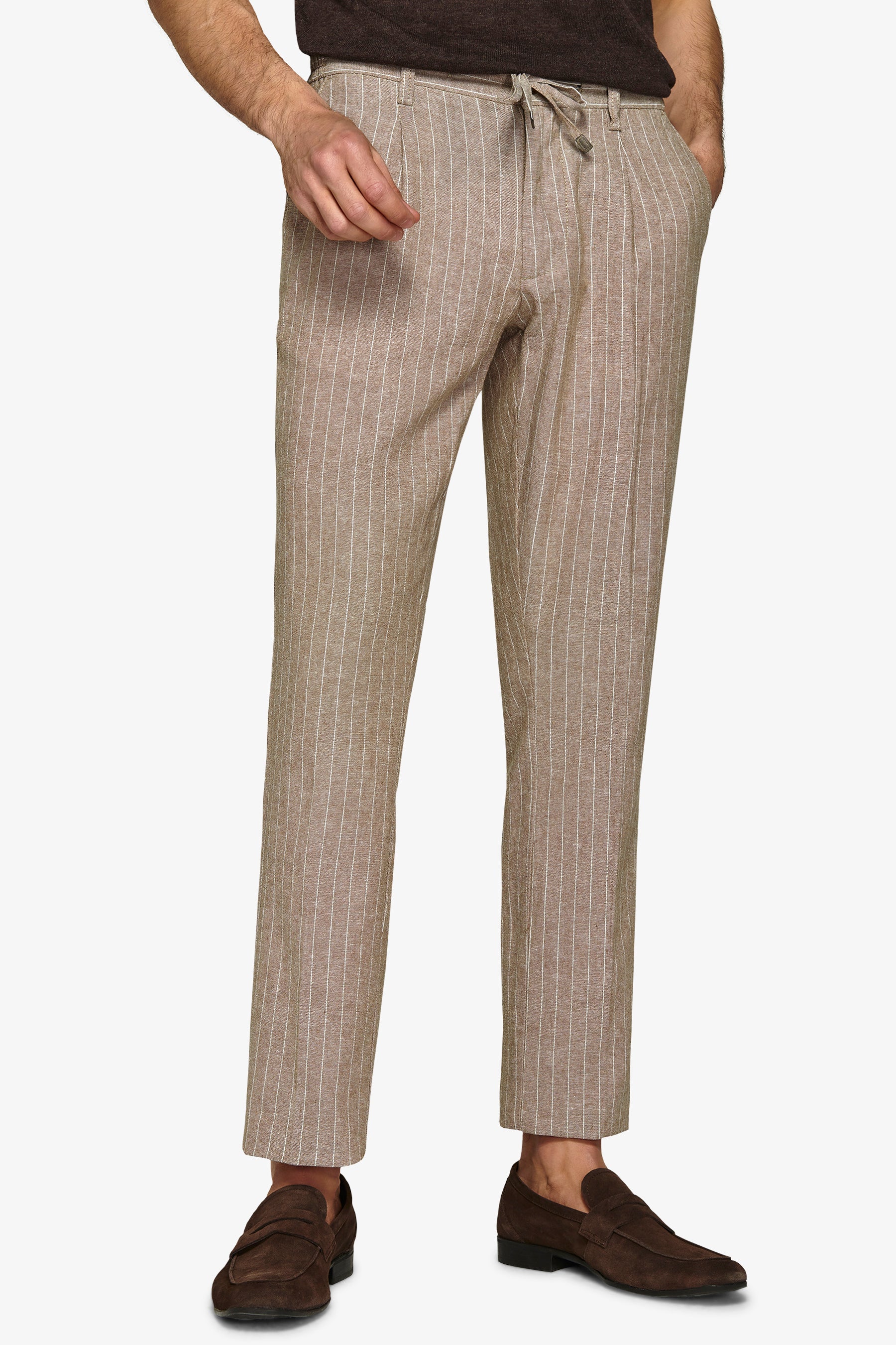 Pantalaccio misto lino gessato beige-Dan John