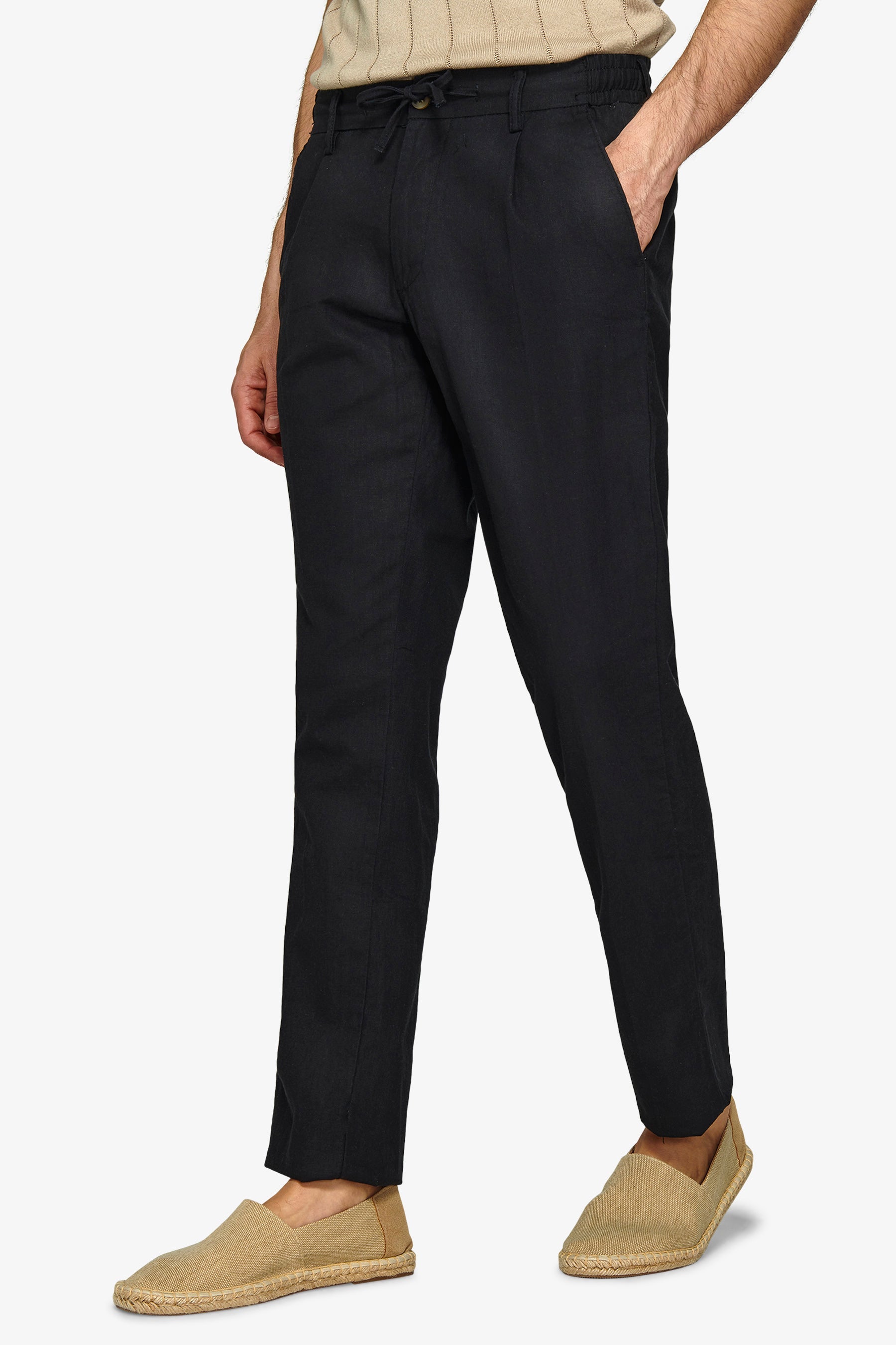 Pantalaccio misto lino nero-Dan John