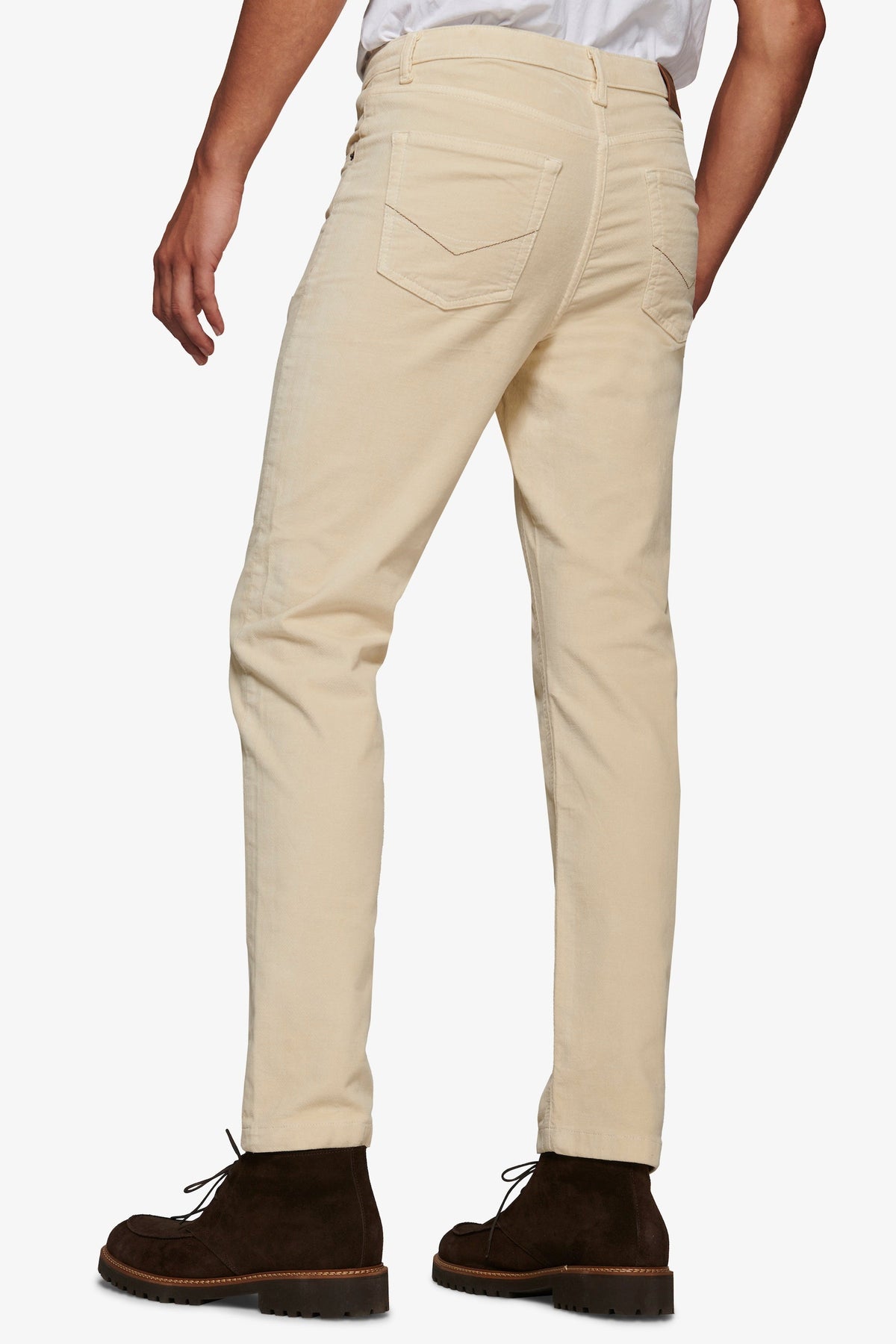 Pantaloni 5 tasche in fustagno panna-Dan John