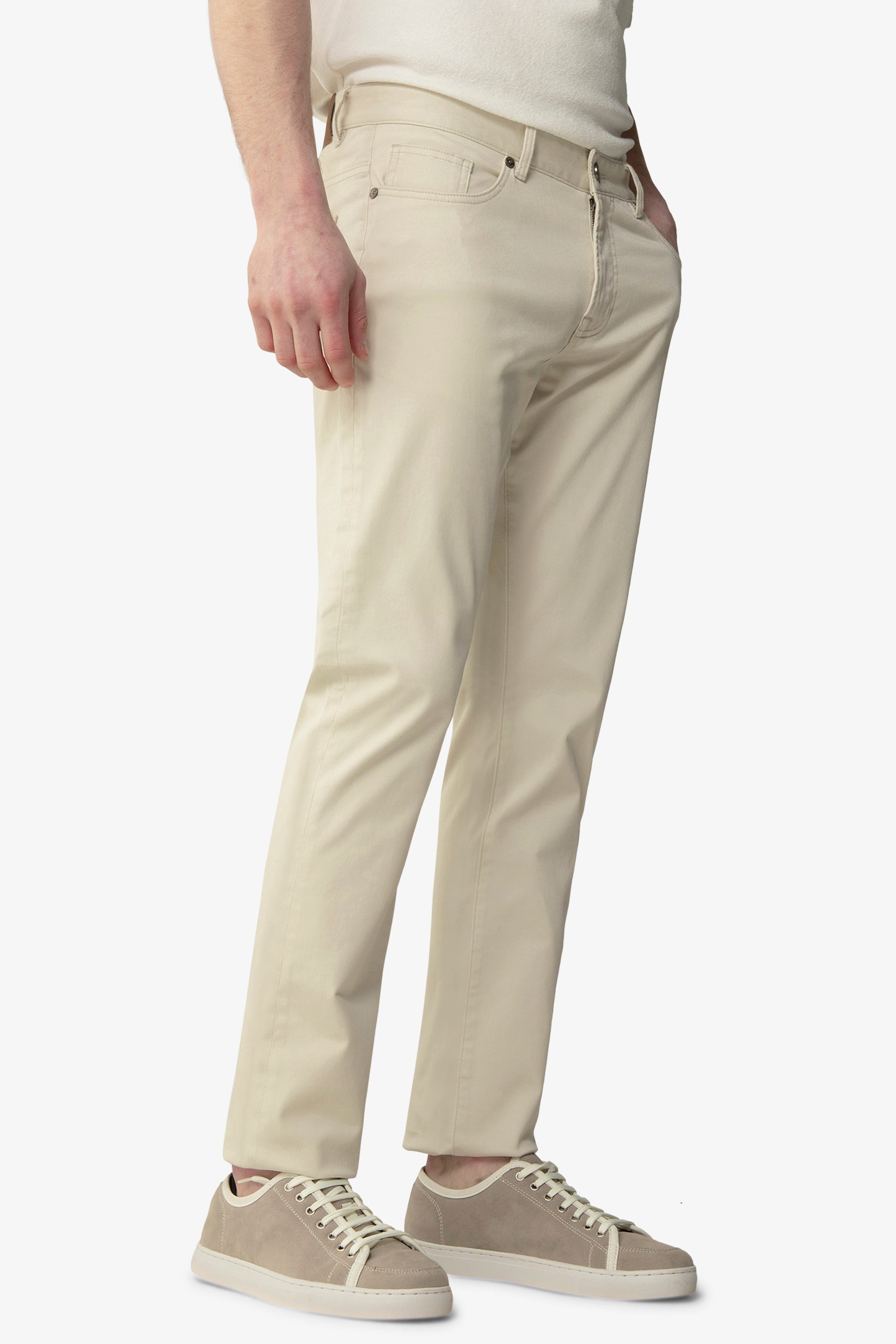Pantalone 5 tasche stretch crema-Dan John