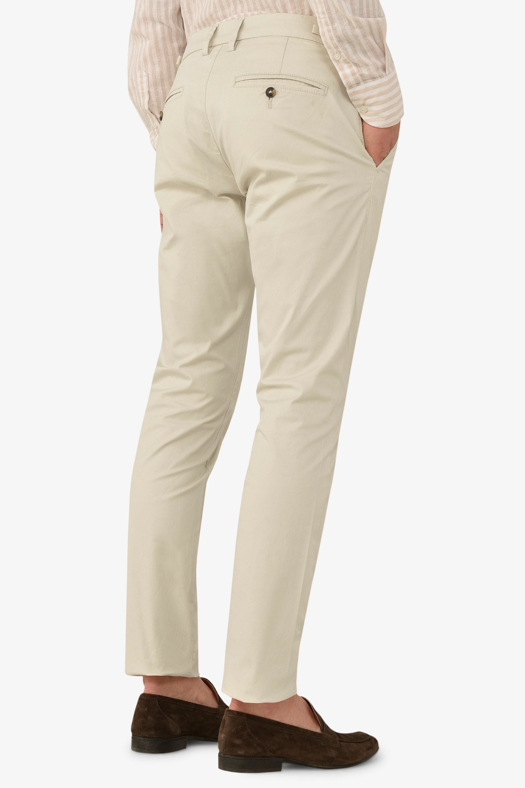 Pantalone chino armaturato crema slim-Dan John