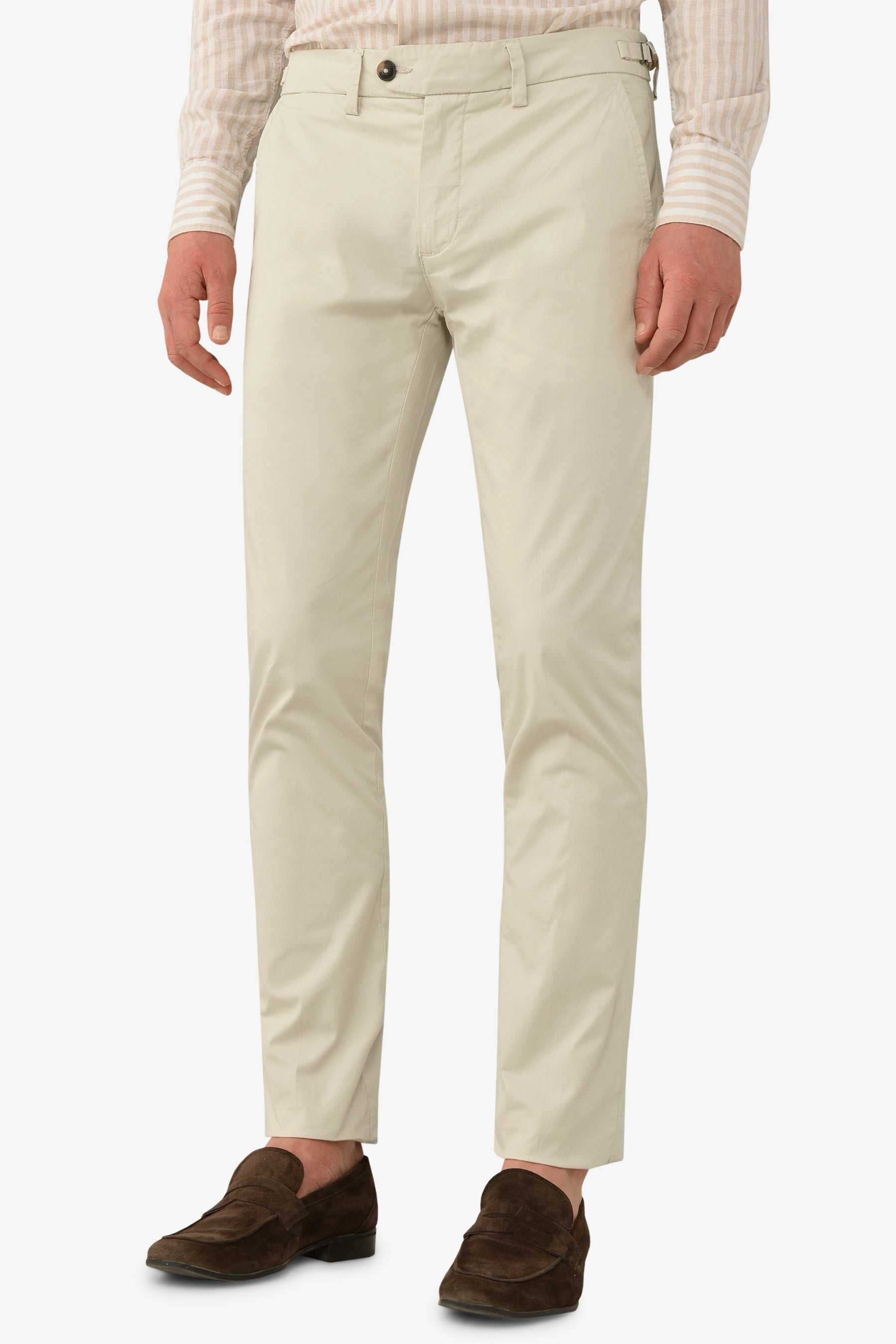 Pantalone chino armaturato crema slim-Dan John