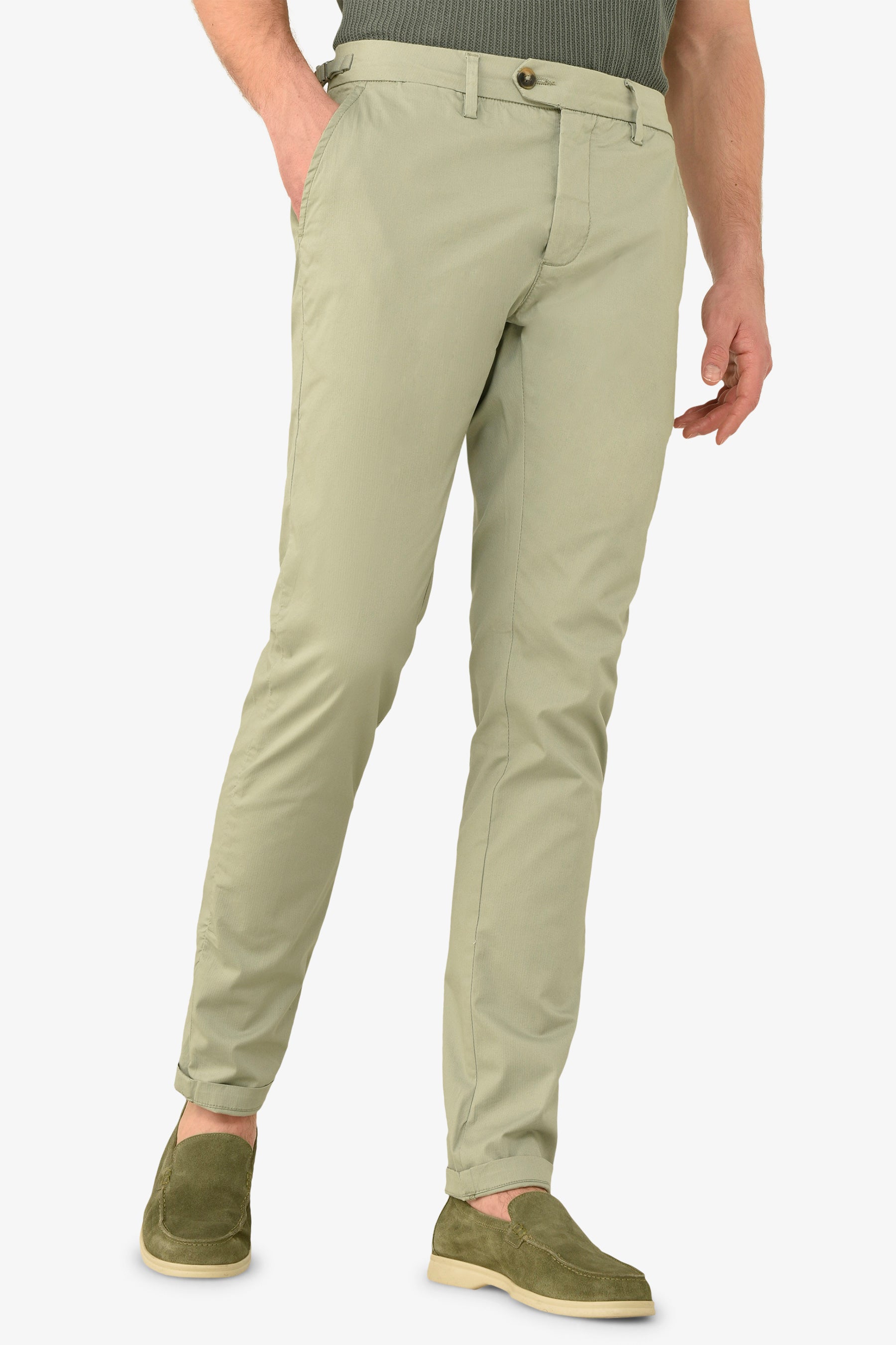 Pantalone chino armaturato salvia slim-Dan John