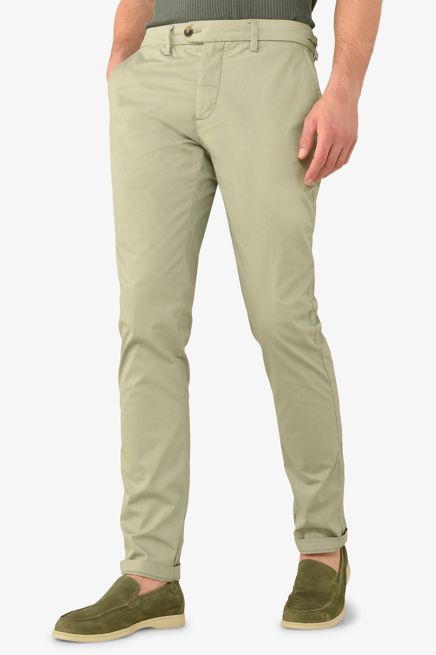 Pantalone chino armaturato salvia slim-Dan John