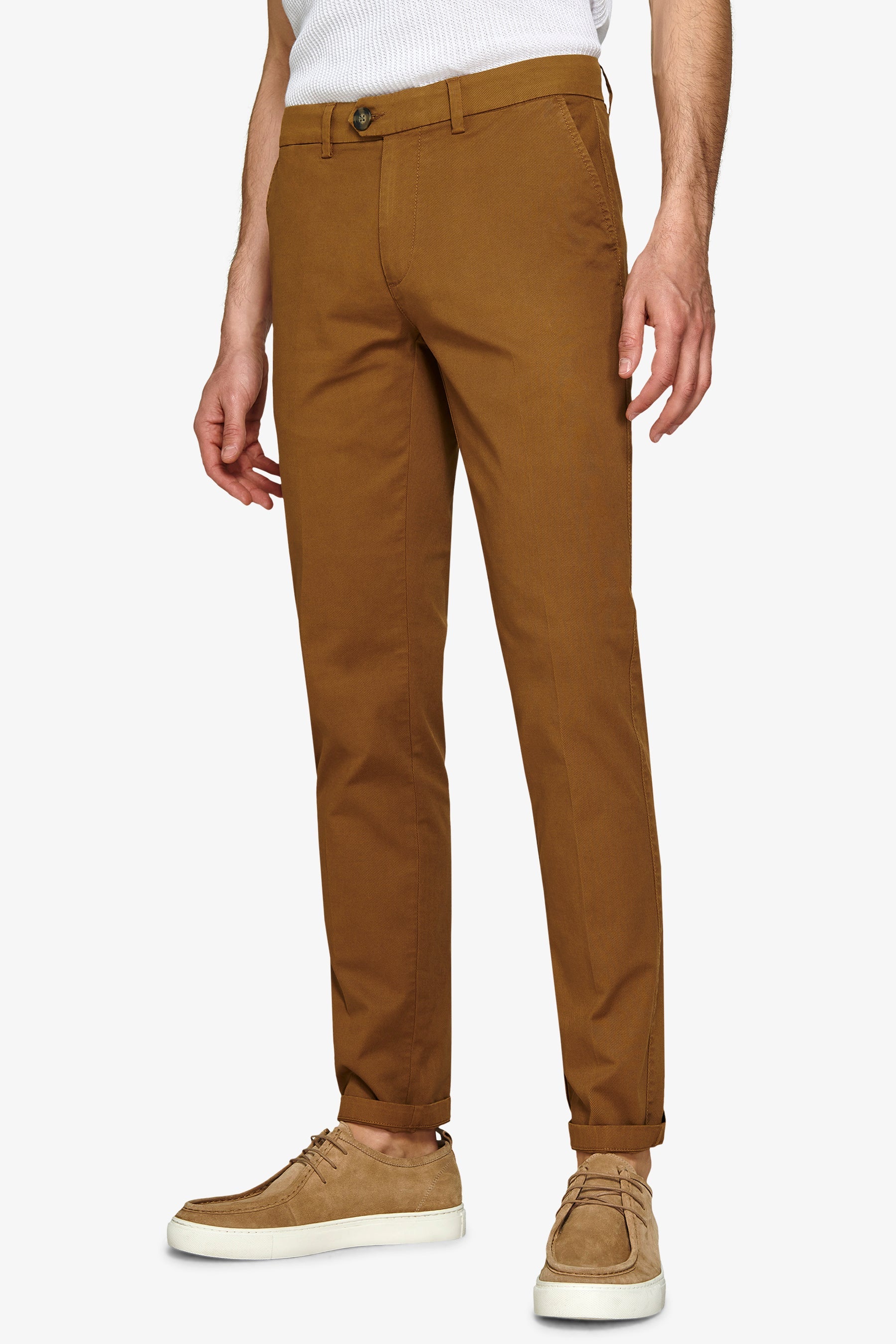 Pantalone chino cavalry stretch caramello-Dan John