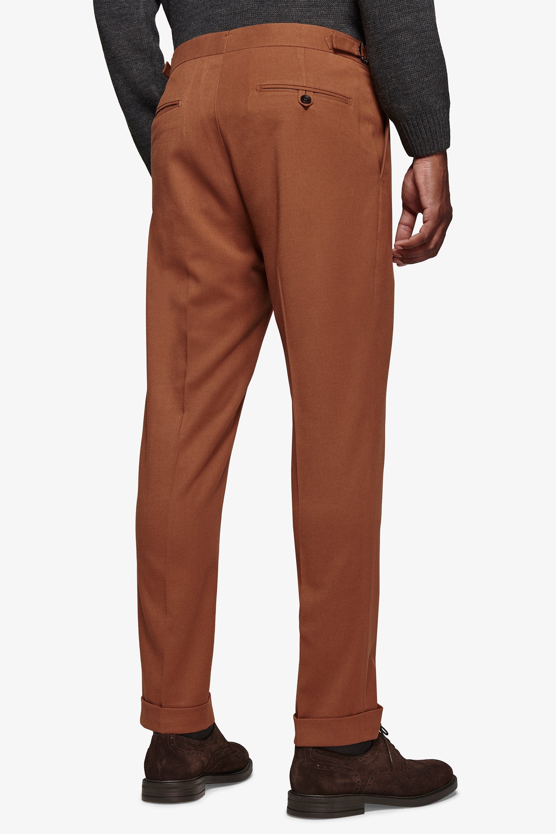 Pantaloni da abito con pinces e cinturini biscotto-Dan John
