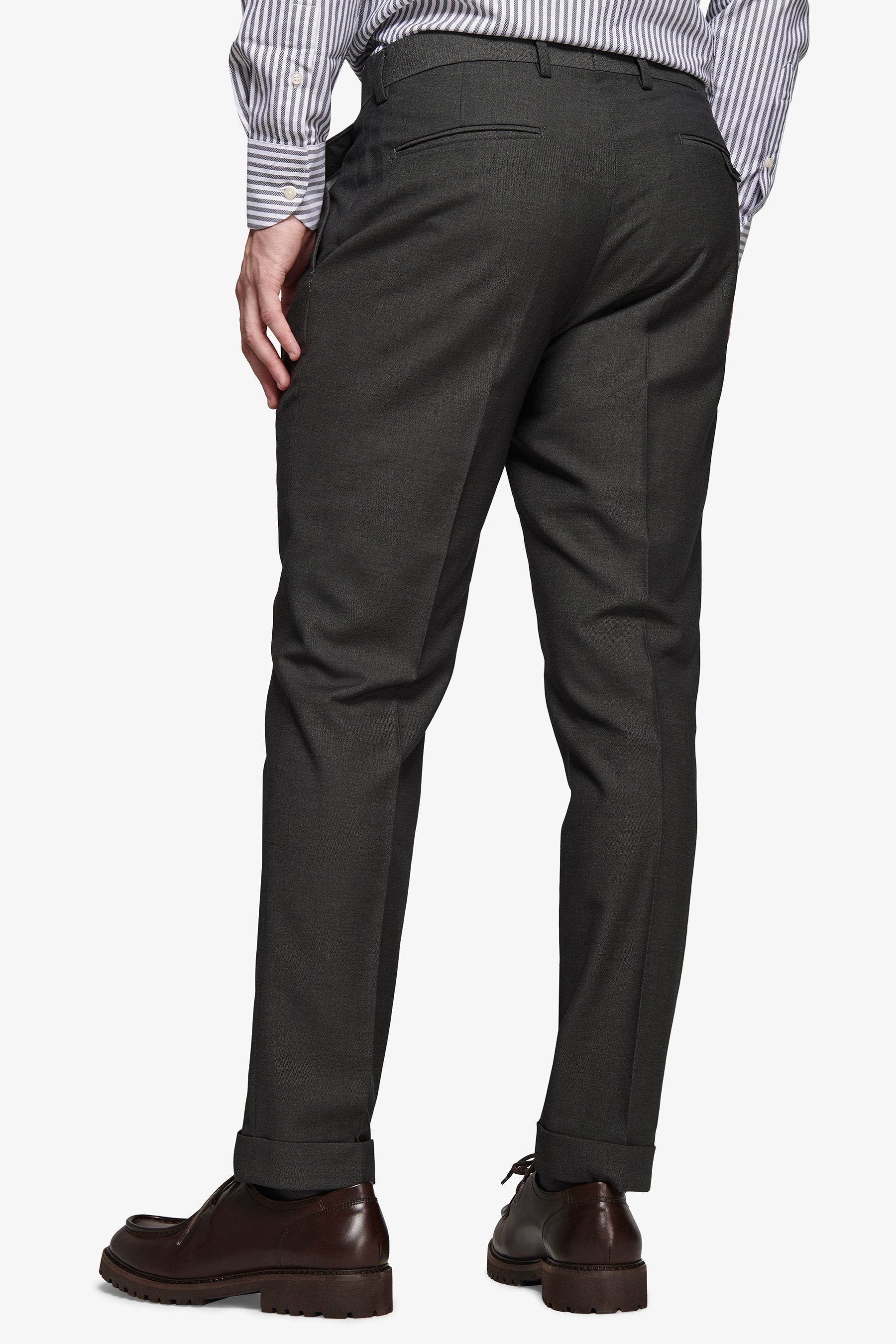 Pantalone da abito con pinces micro armaturato verde slim-Dan John