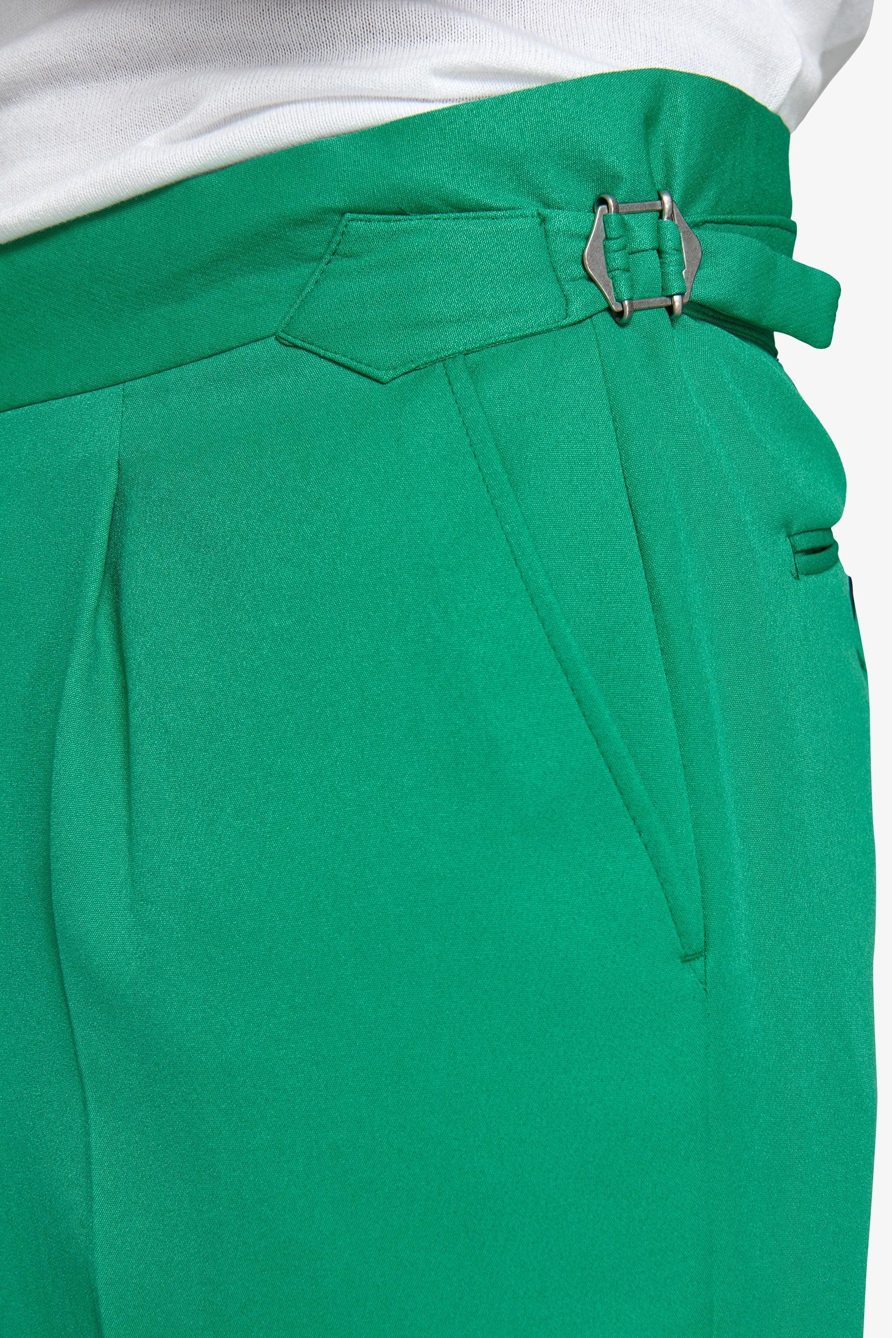 Pantalone da abito con pinces verde slim-Dan John