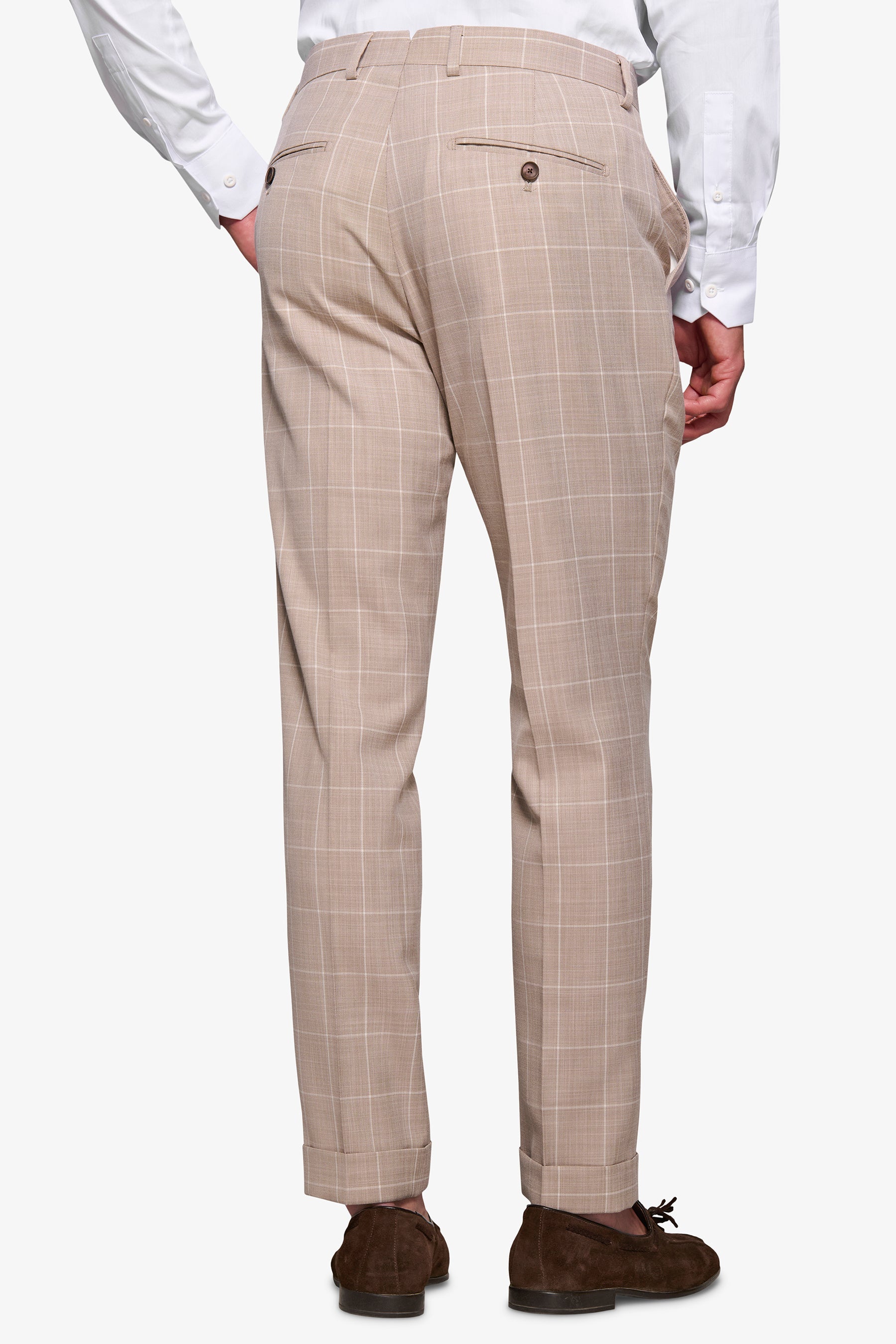 Pantalone da abito finestrato beige-Dan John