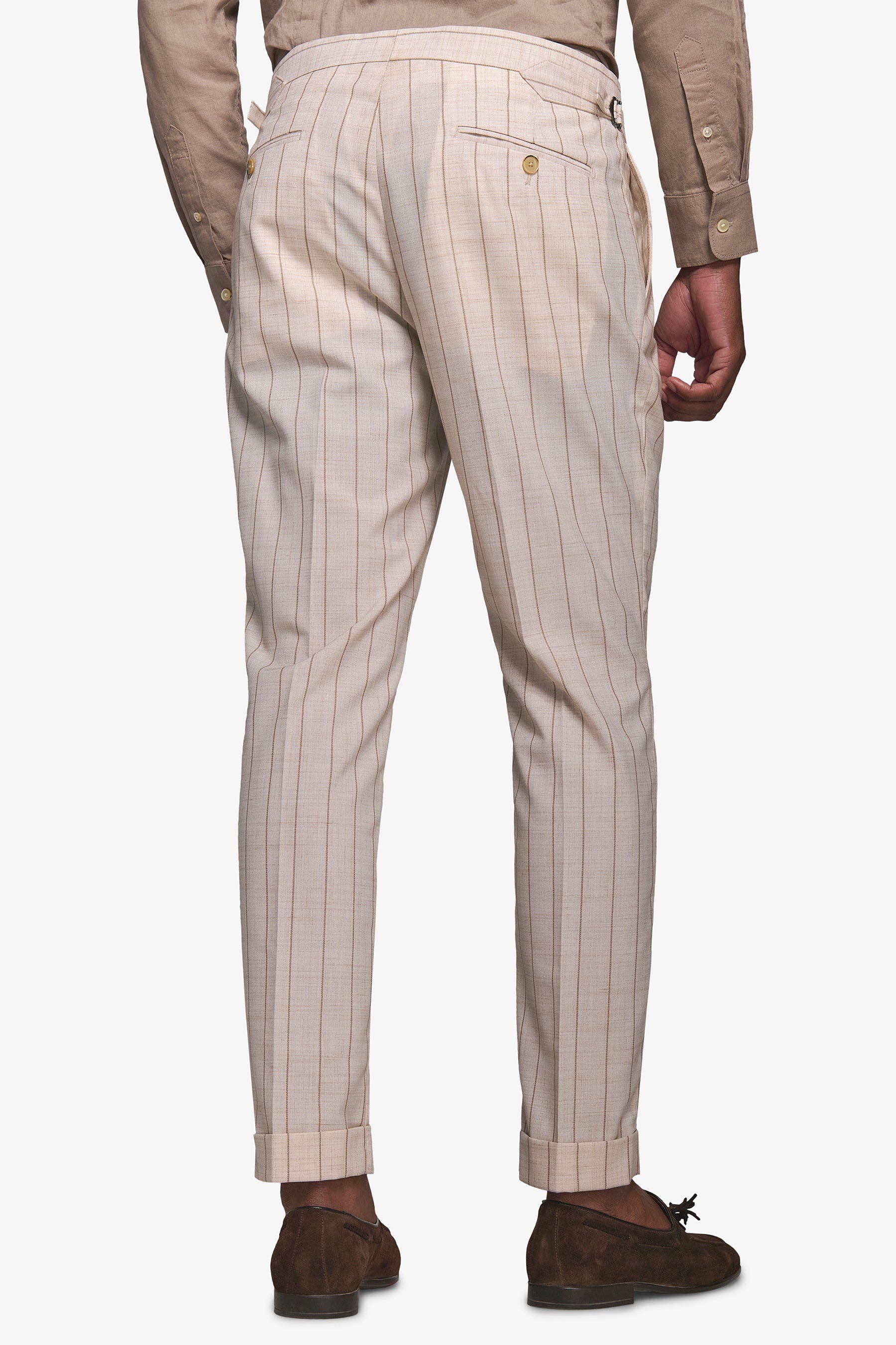 Pantalone da abito gessato melange panna-Dan John