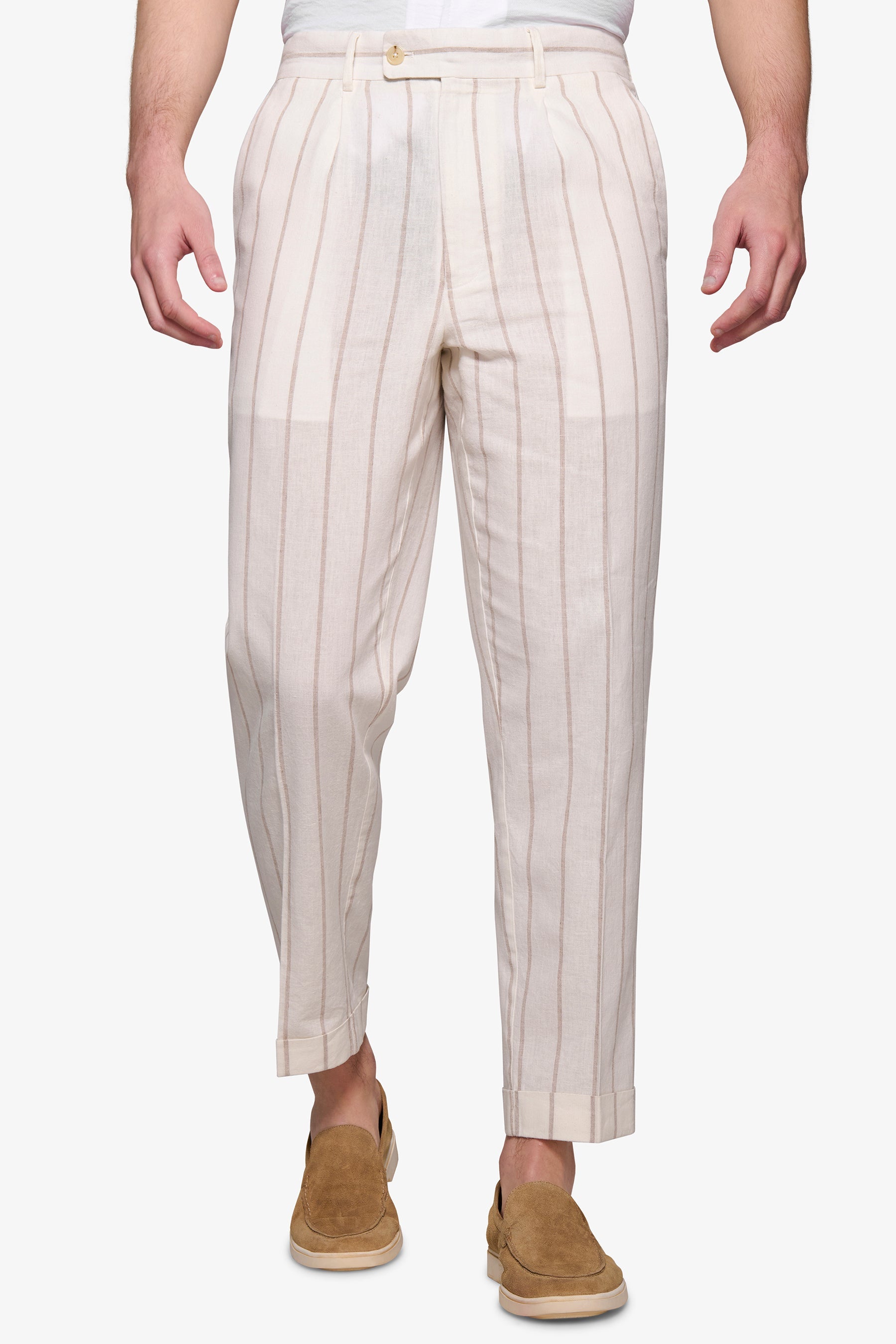 Pantalone da abito gessato panna "Capri"-Dan John