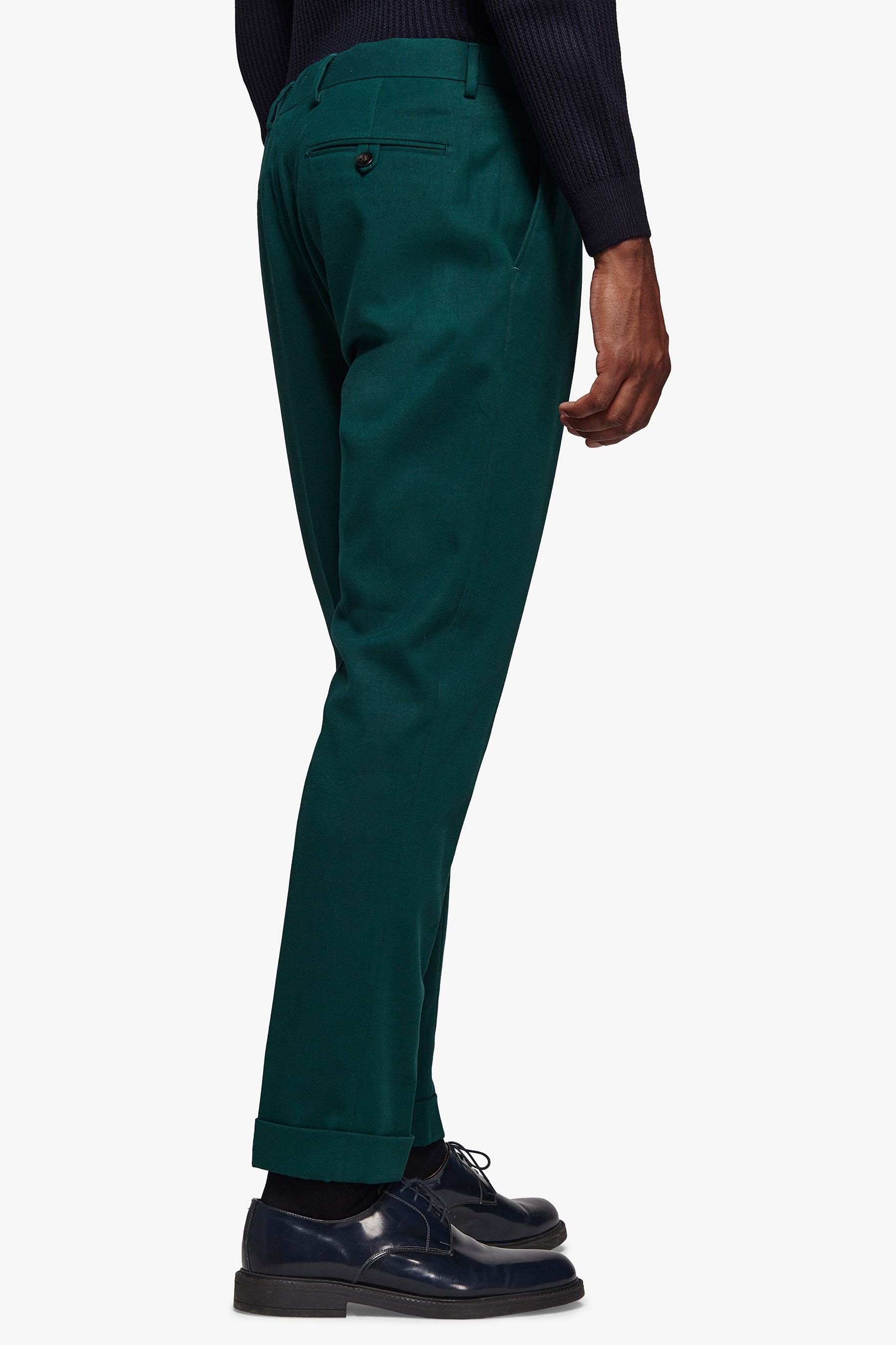 Pantaloni da abito in panno ottanio slim-Dan John