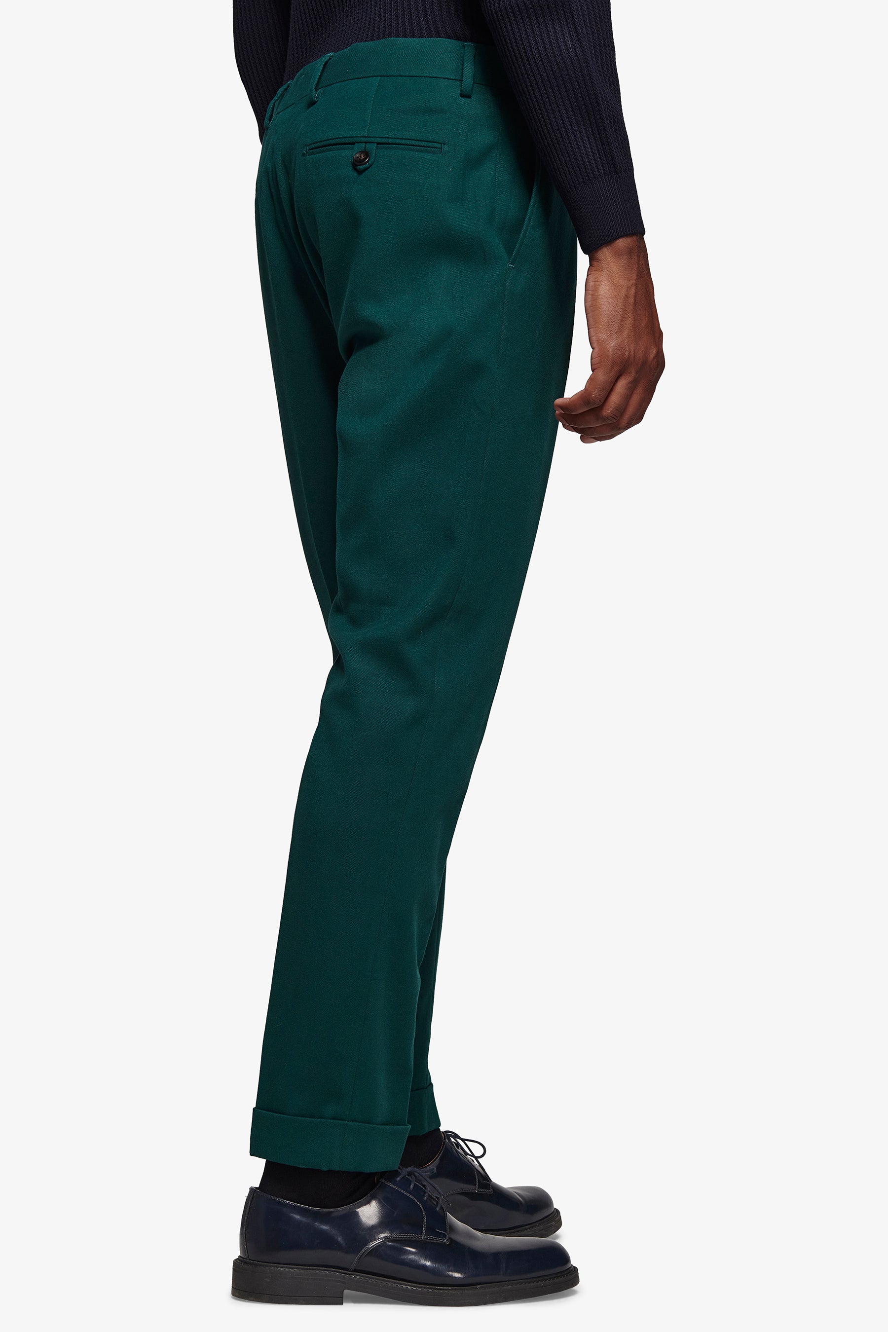 Pantaloni da abito in panno ottanio slim-Dan John