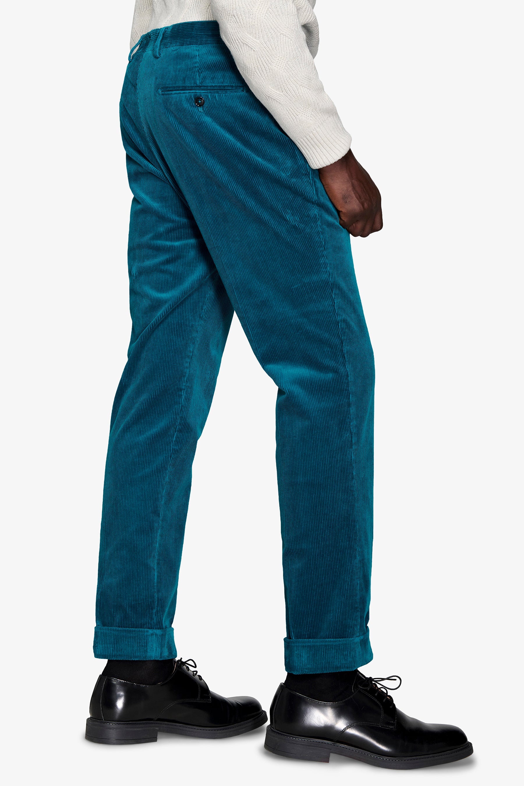 Pantaloni da abito in velluto petrolio "Universe"-Dan John